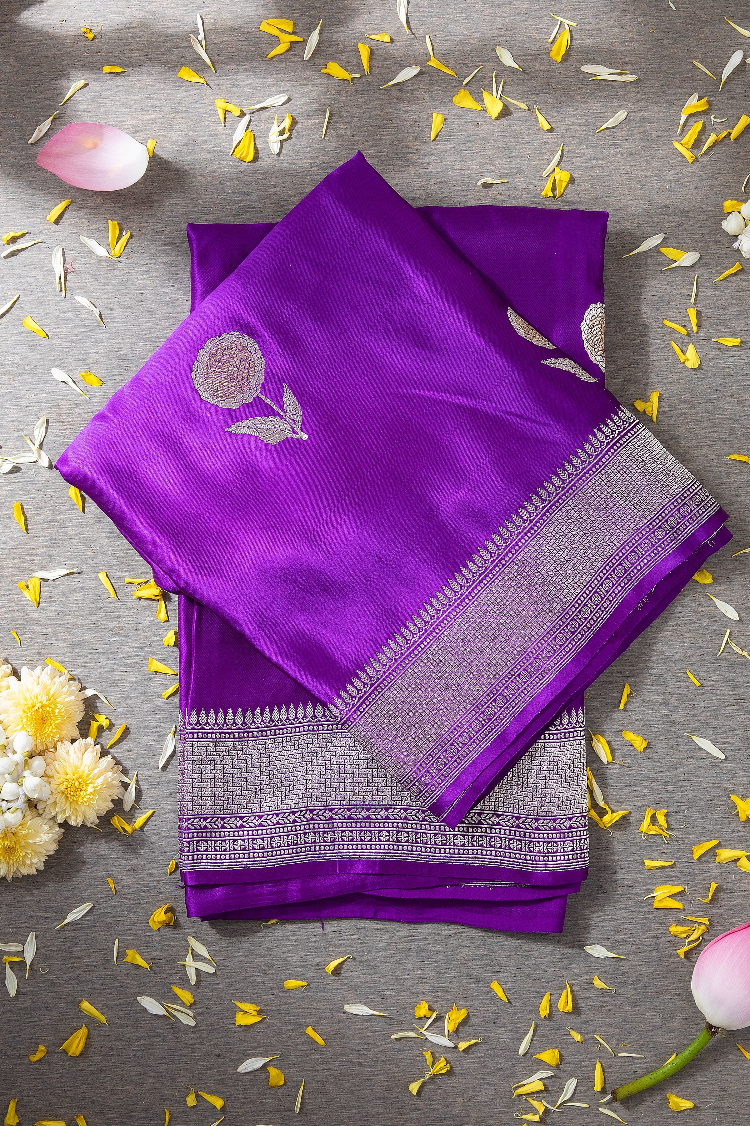 Purple Banarasi Silk Saree - Mokshaa