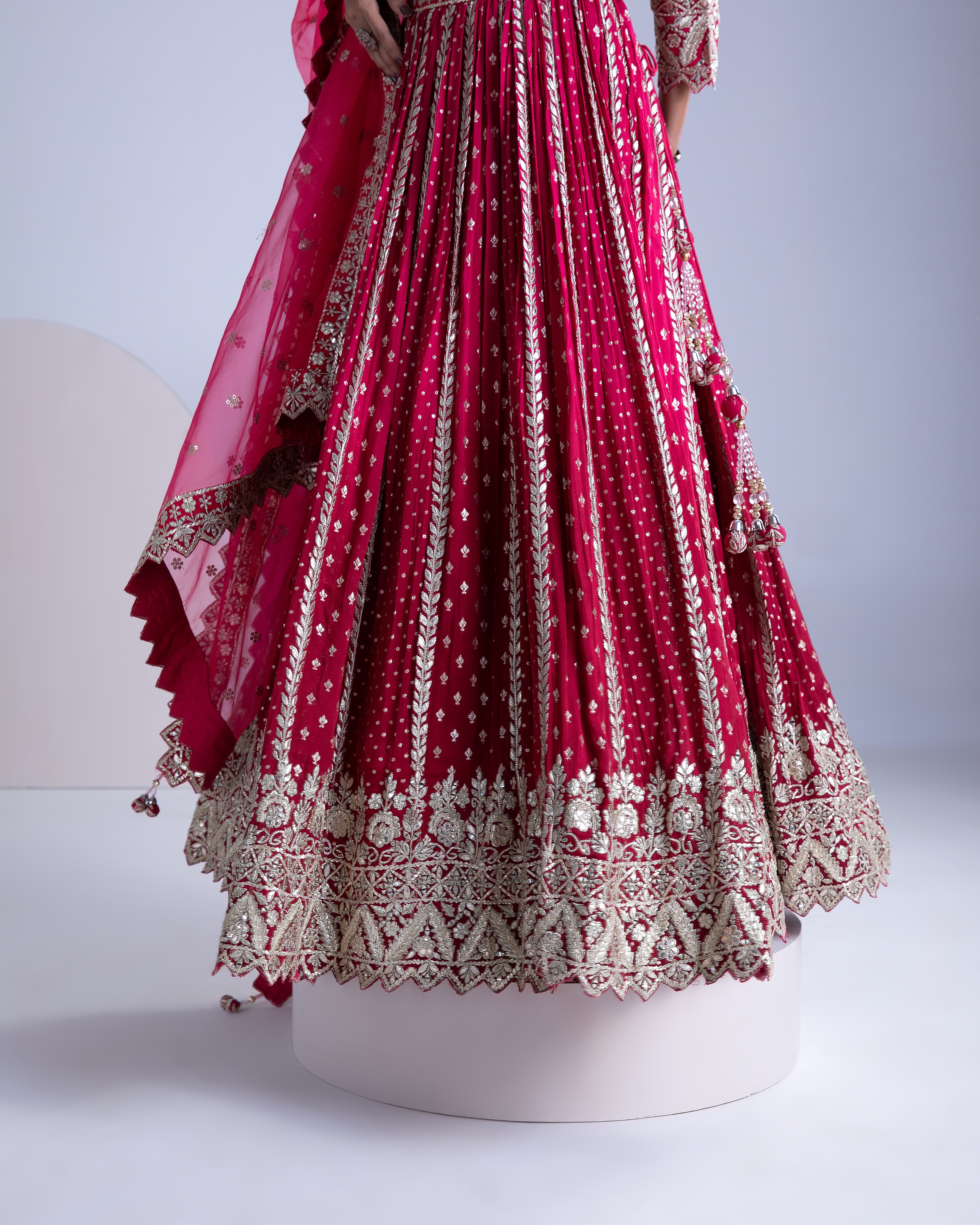 Bright Maroon Lehenga Set - Mokshaa