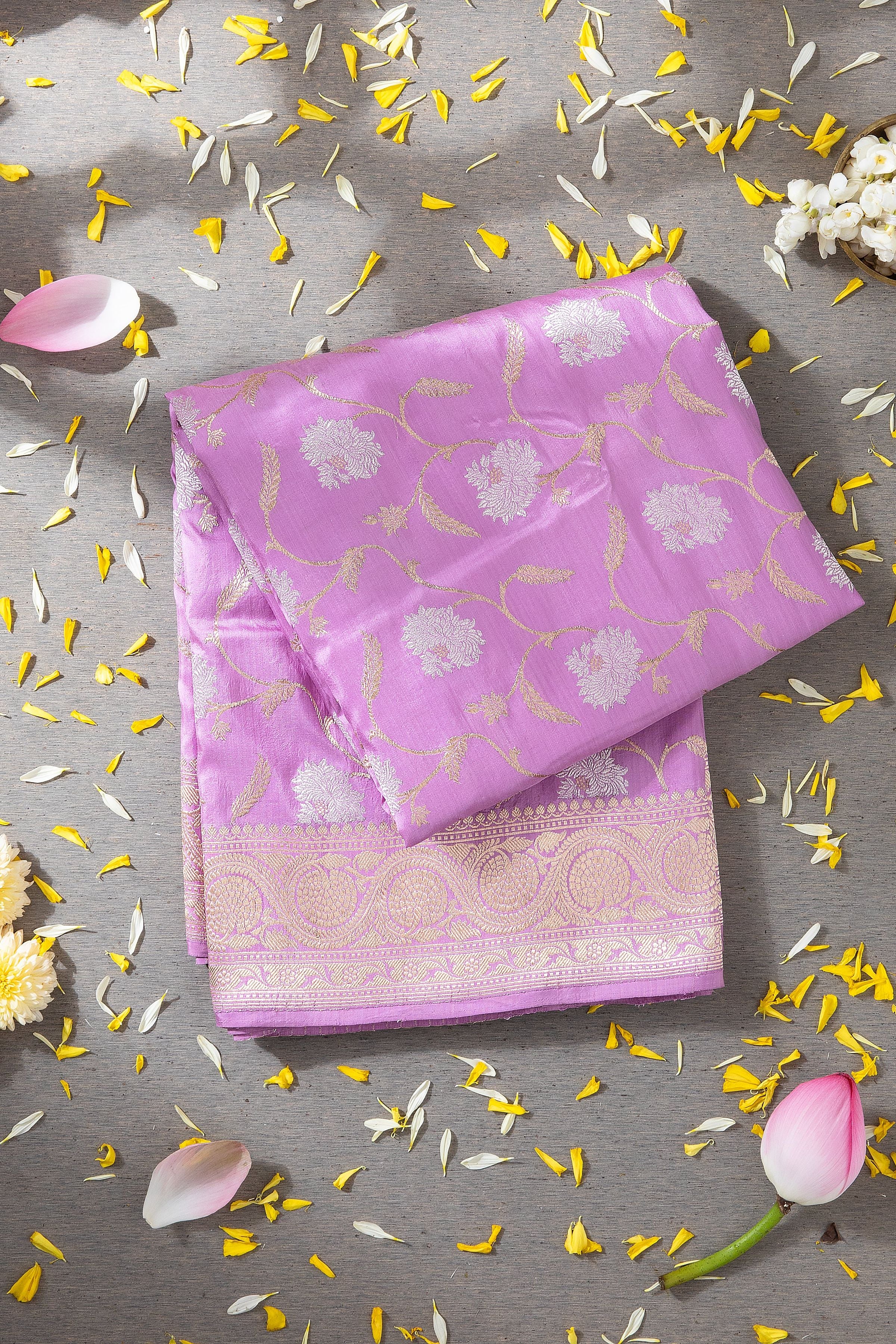 Lavender Banarasi Silk Saree - Mokshaa