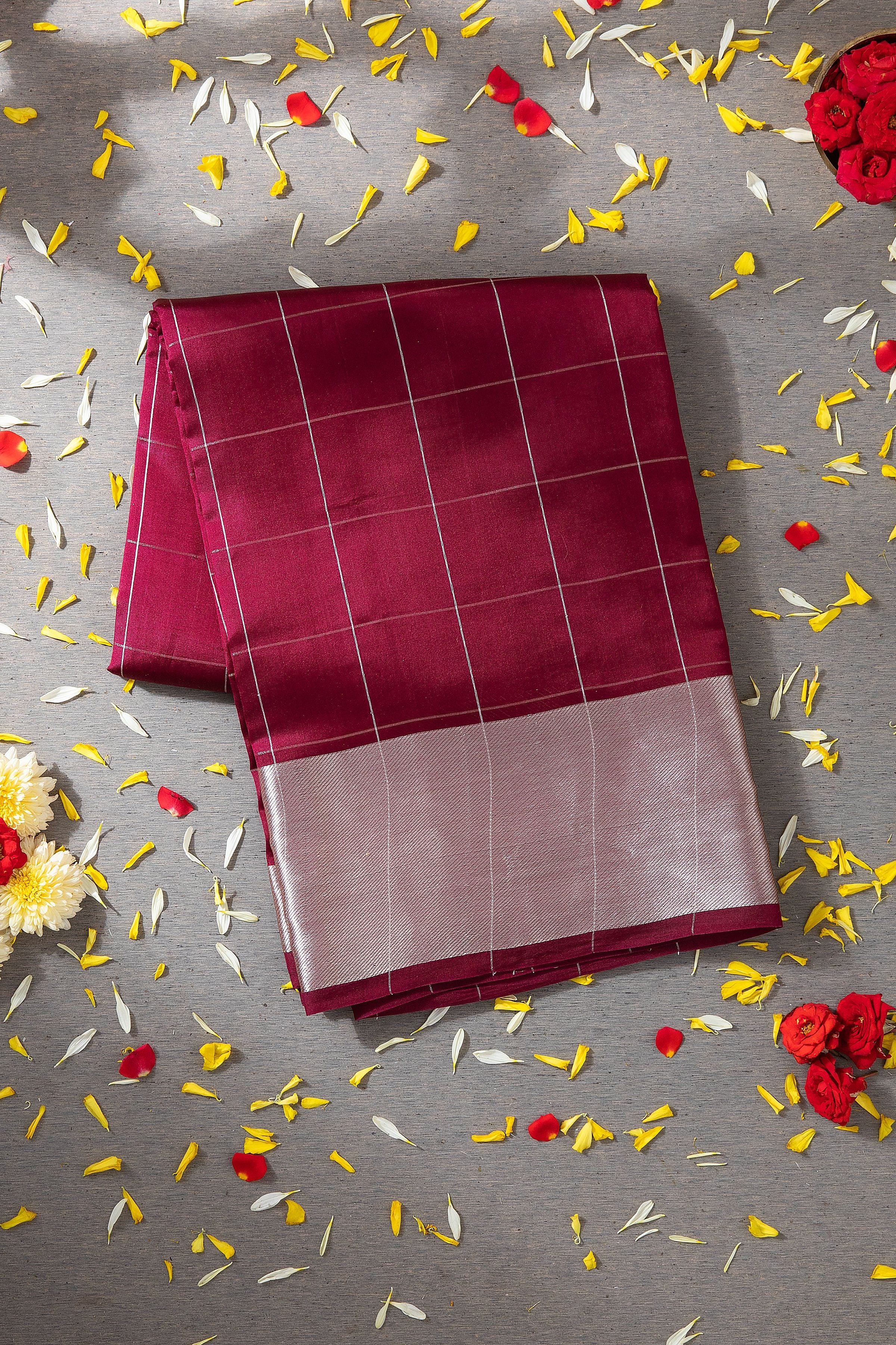 Maroon Banarasi Saree - Mokshaa