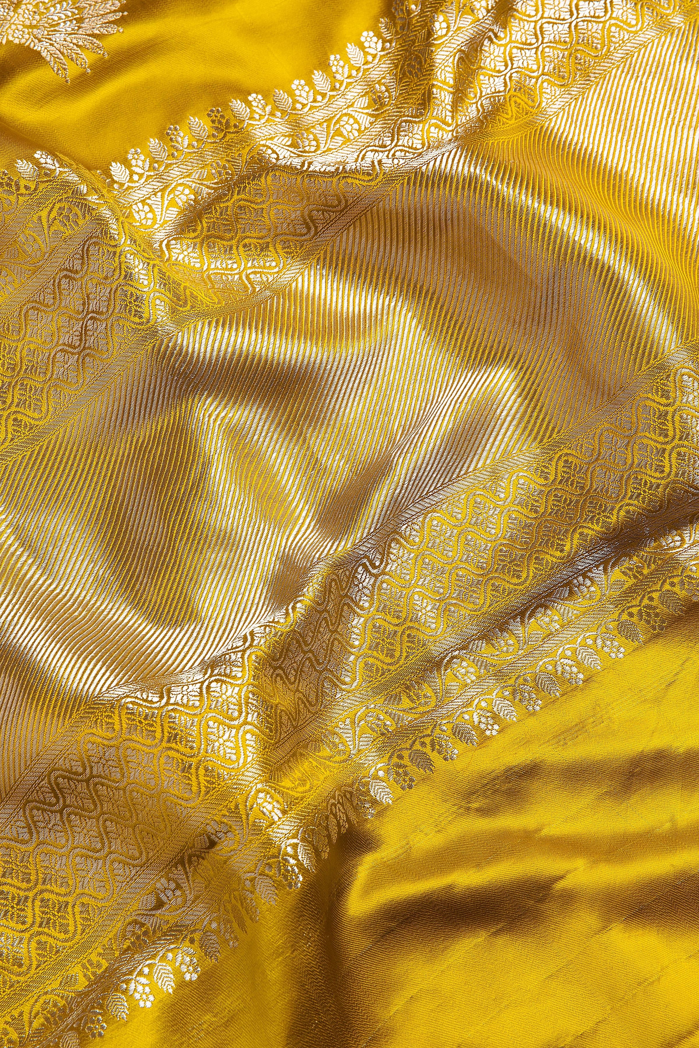 Mustard Banarasi Saree - Mokshaa