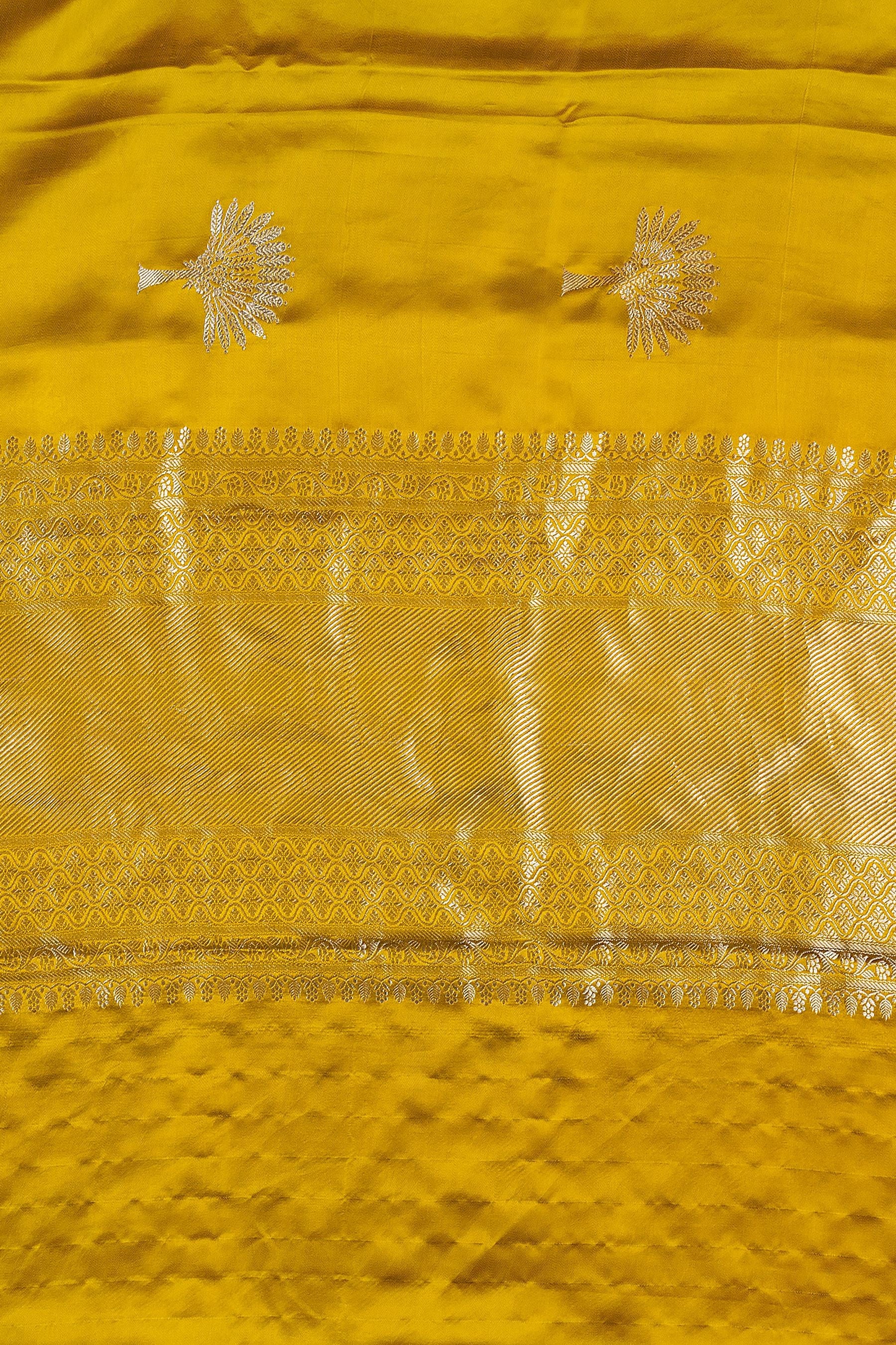 Mustard Banarasi Saree - Mokshaa