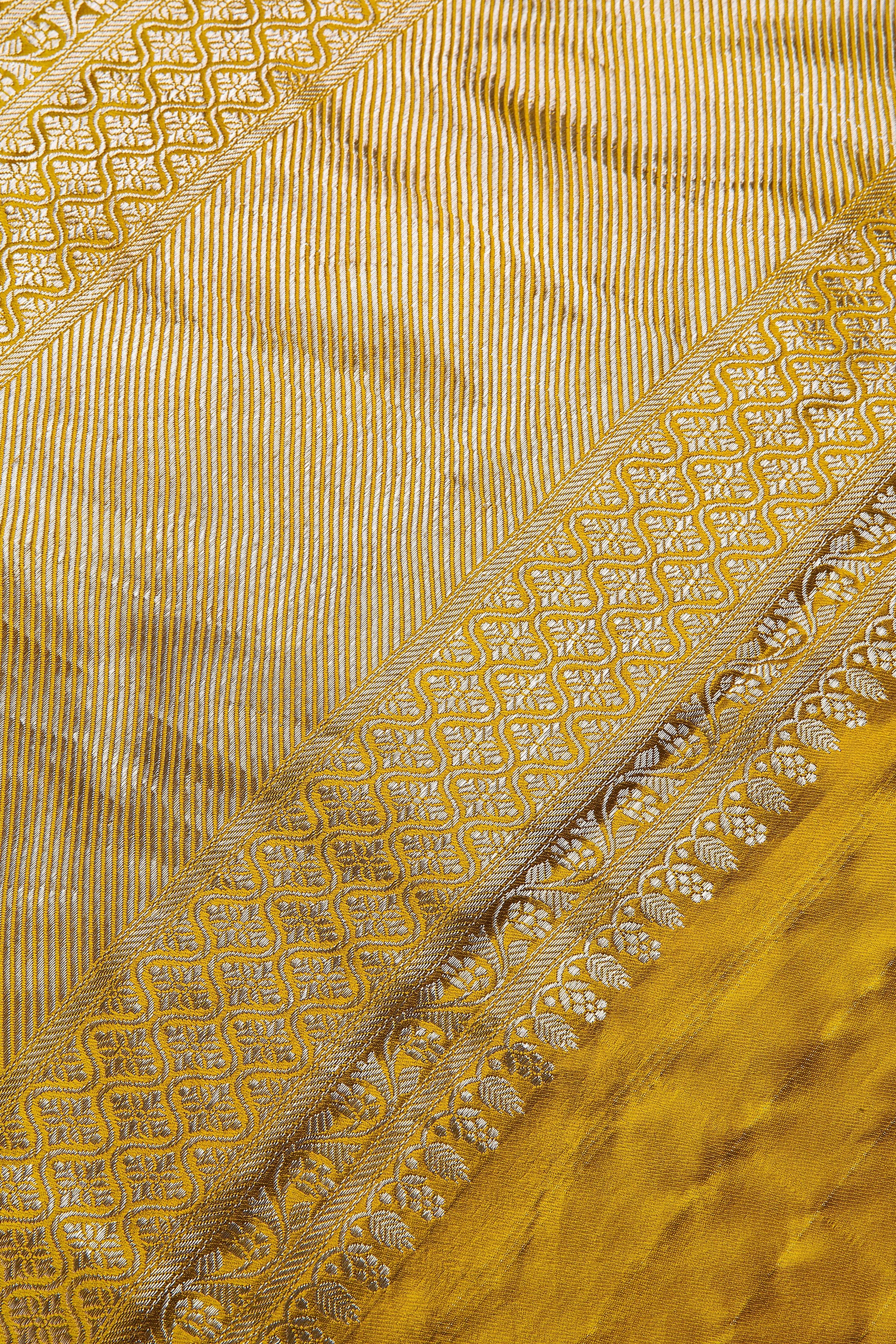 Mustard Banarasi Saree - Mokshaa