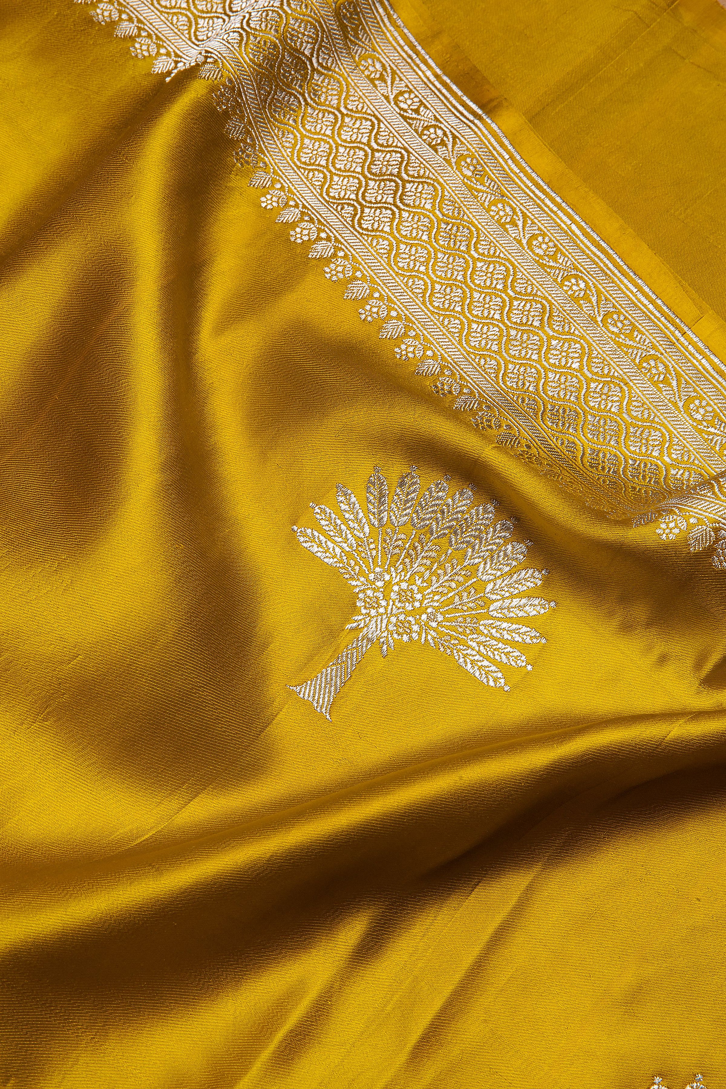 Mustard Banarasi Saree - Mokshaa