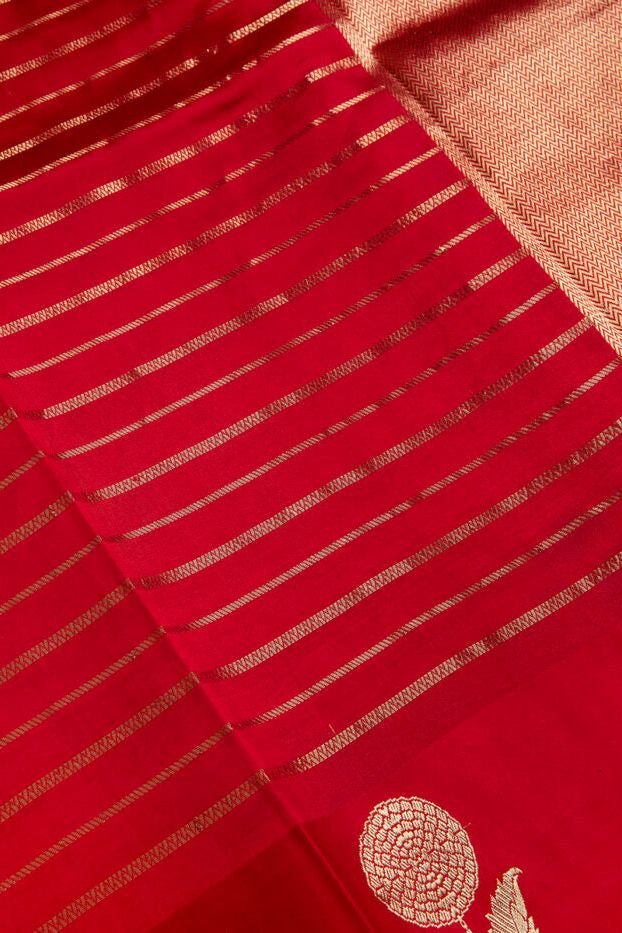 RED BANARASI FANCY SAREE - Mokshaa