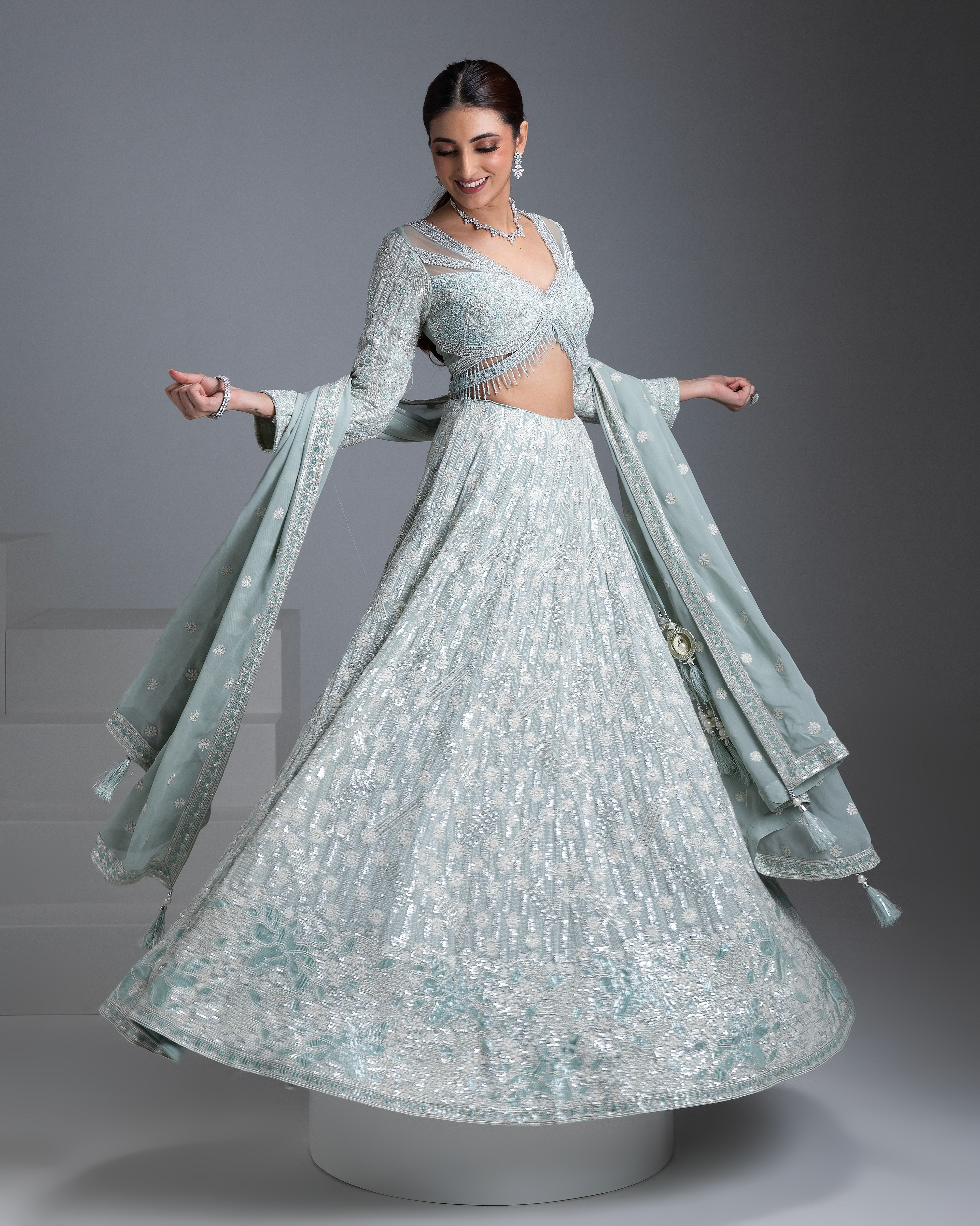 Mint Green Lehenga Set - Mokshaa