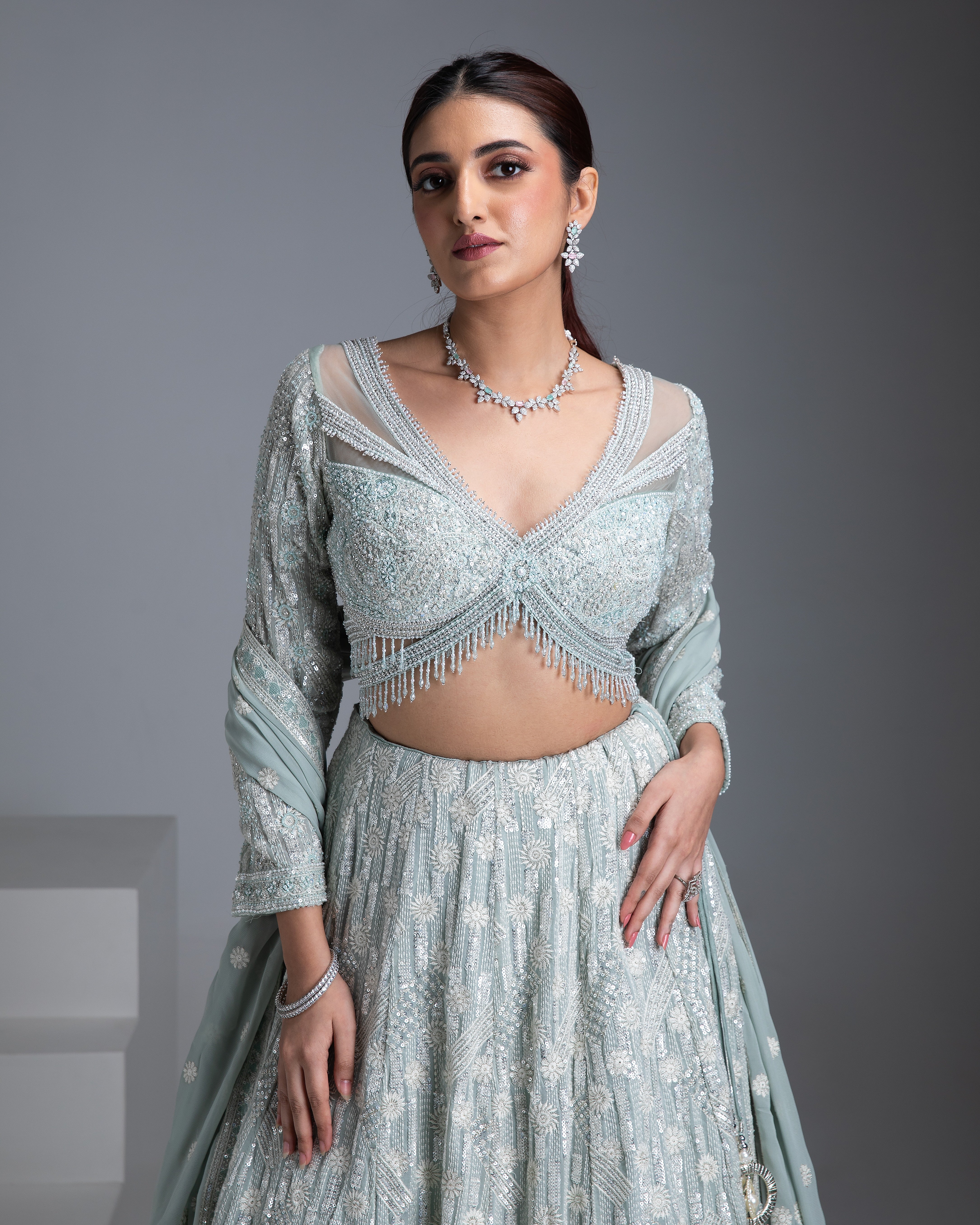 Mint Green Lehenga Set - Mokshaa