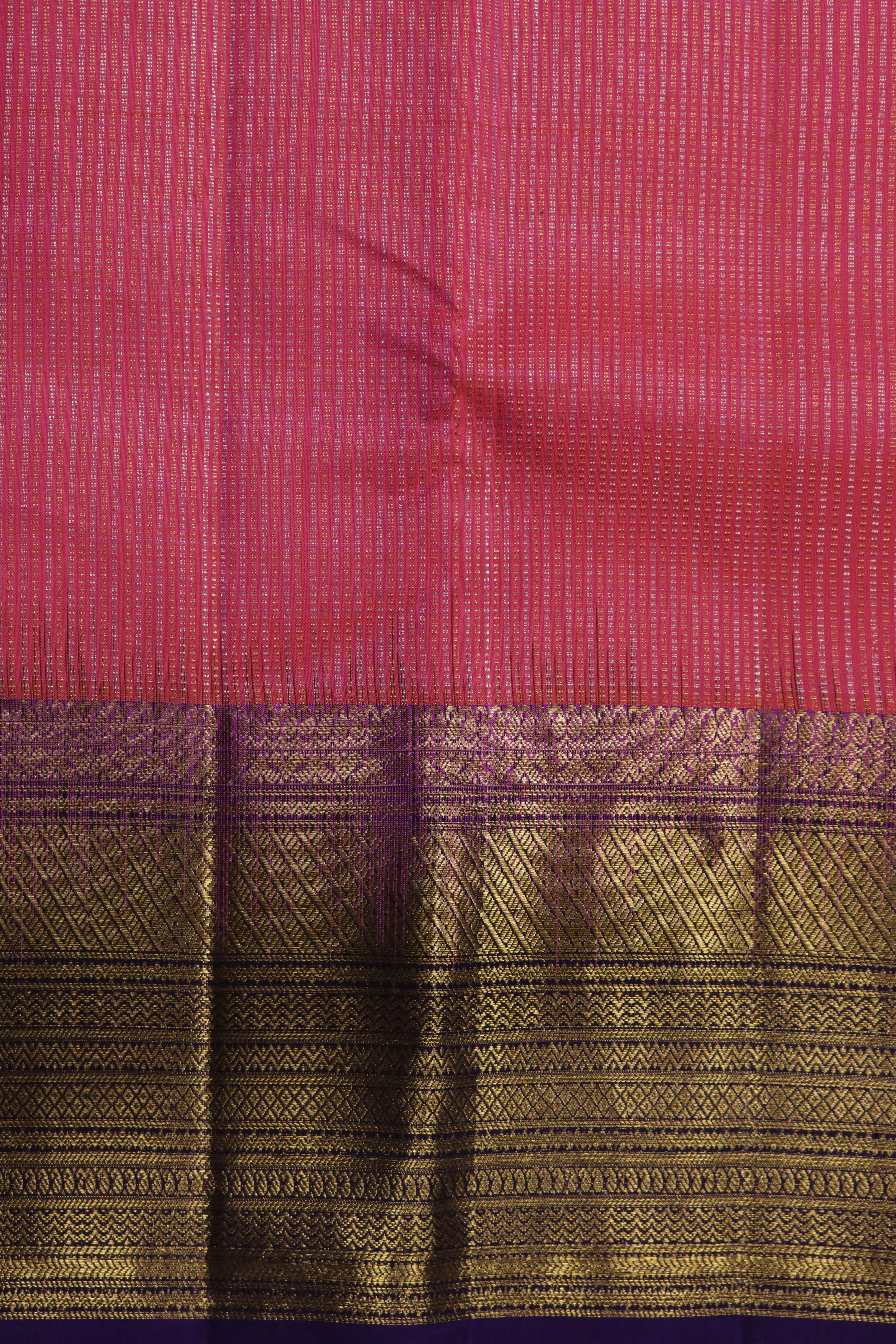 Coral Pink Kanchivaram Silk Saree