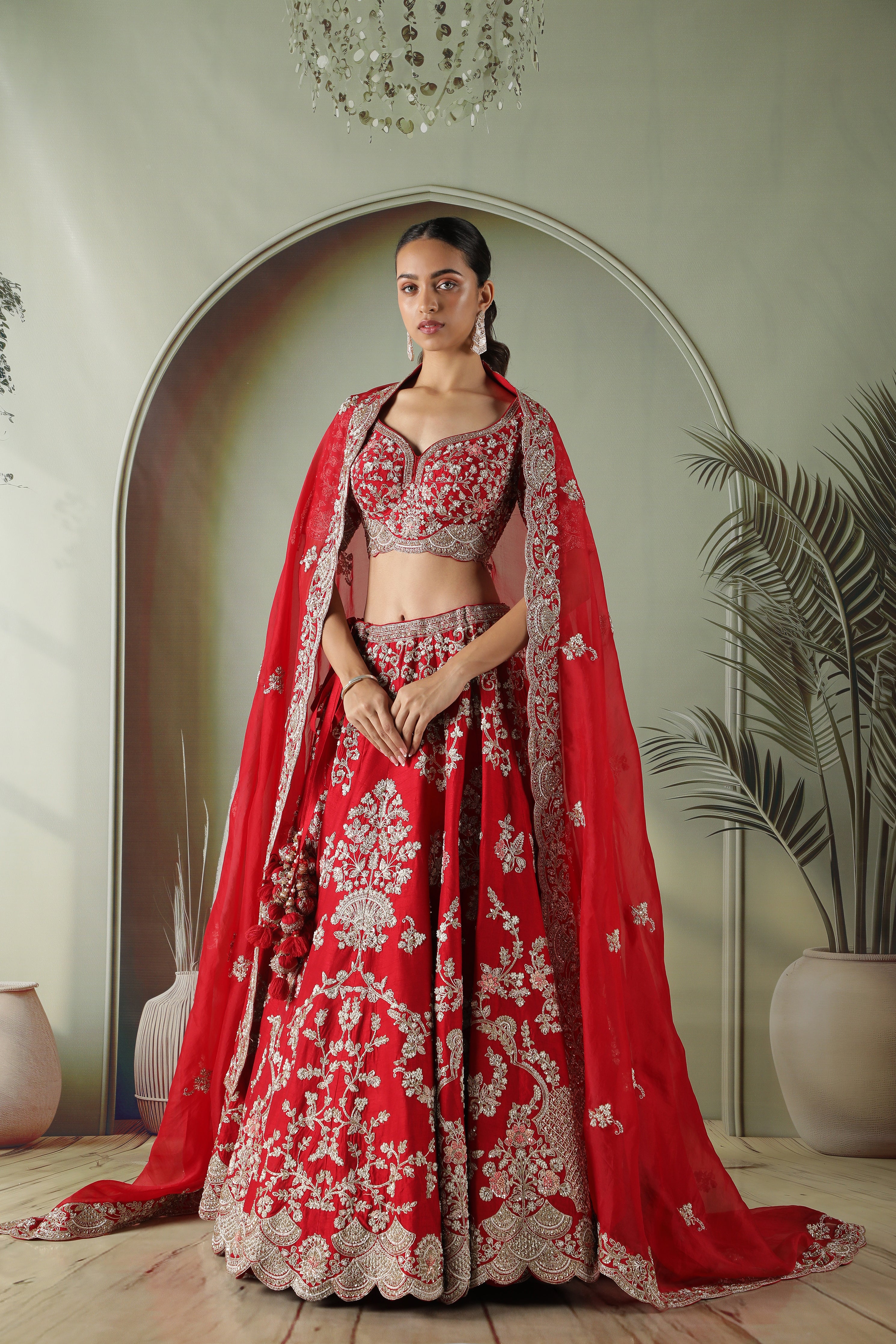 Plum Raw Silk Bridal Lehenga Set