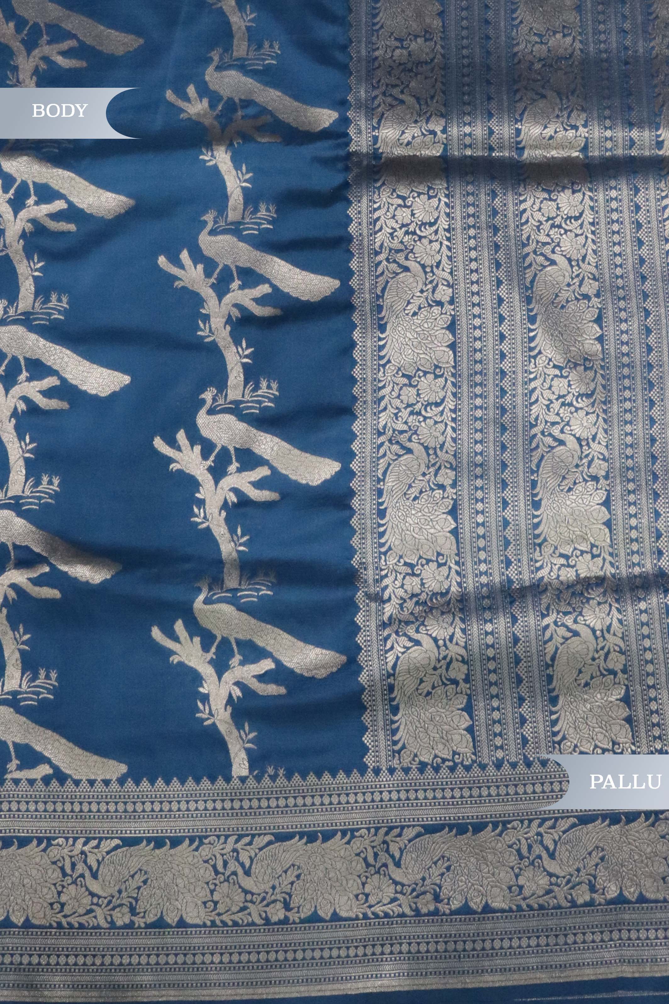 MS Blue Banarasi Zari Silk Saree