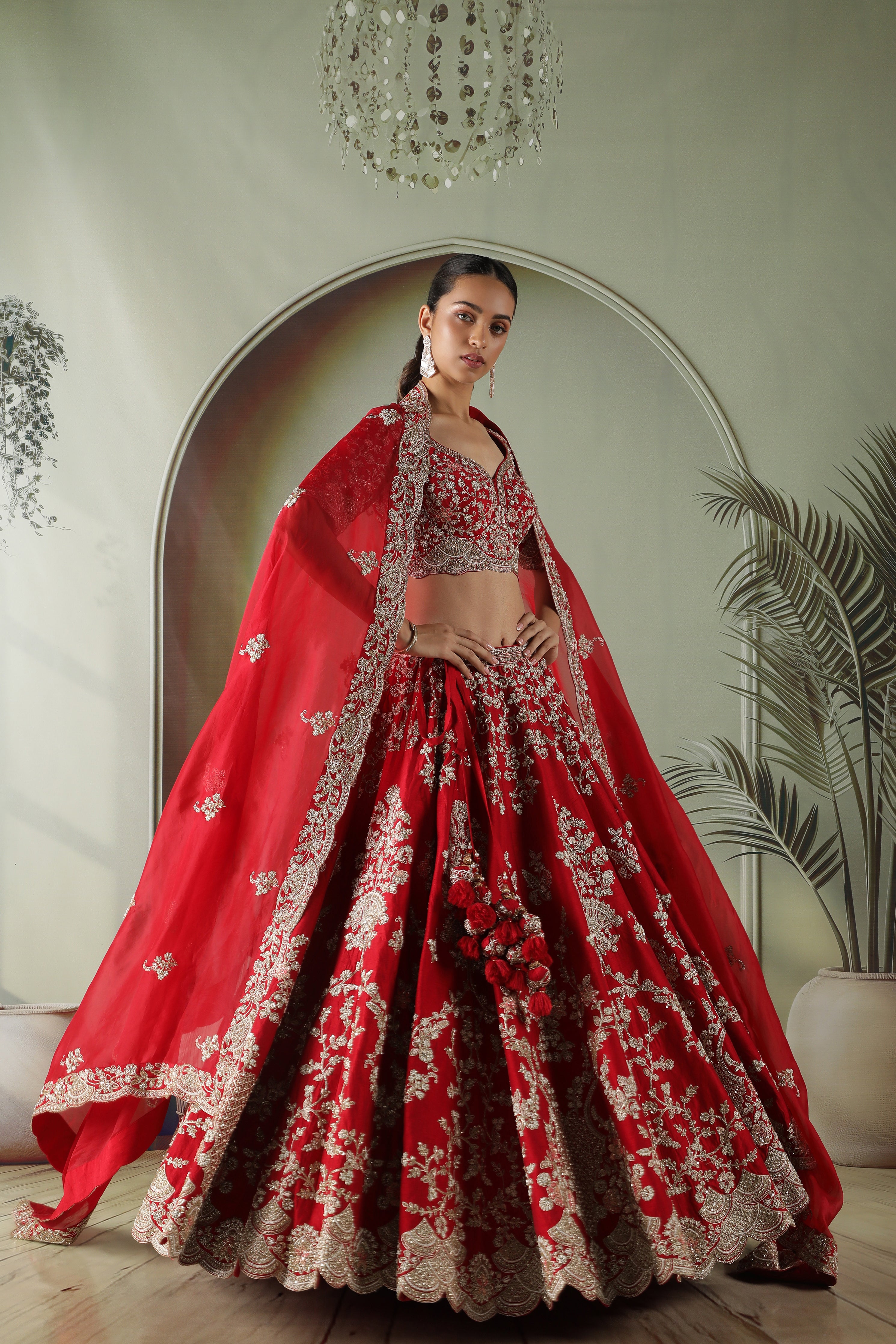 Plum Raw Silk Bridal Lehenga Set