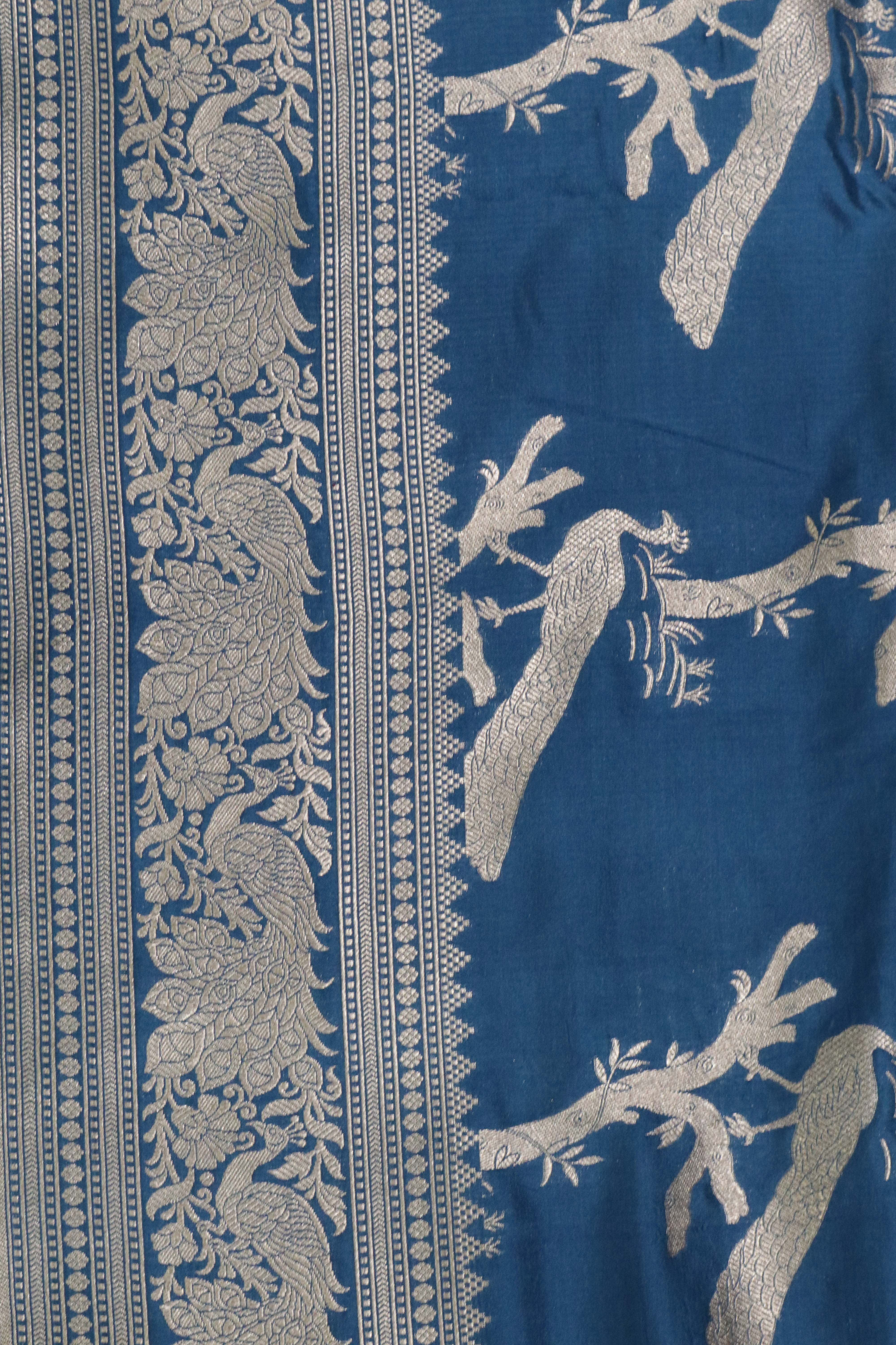 MS Blue Banarasi Zari Silk Saree
