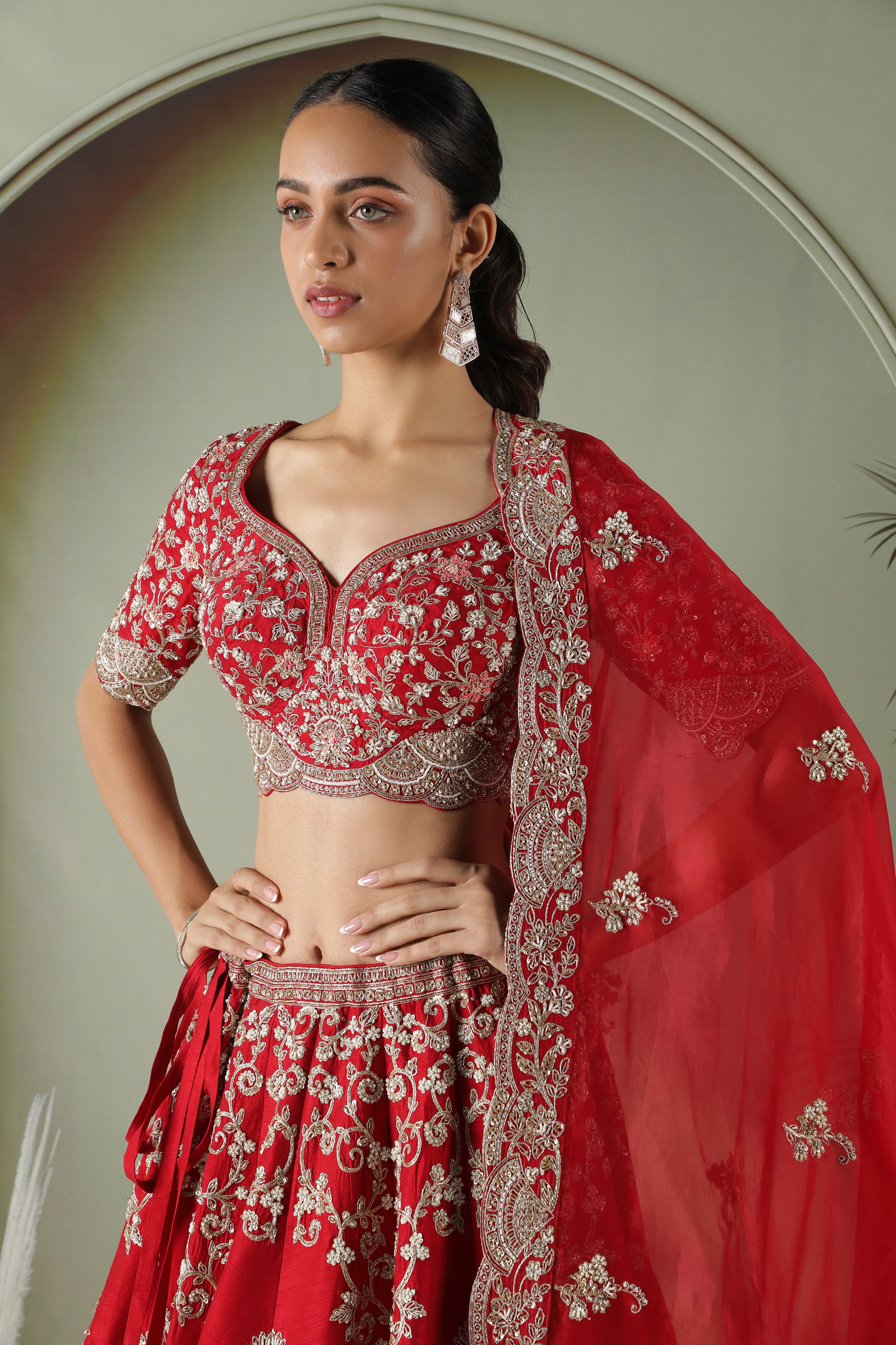 Plum Raw Silk Bridal Lehenga Set