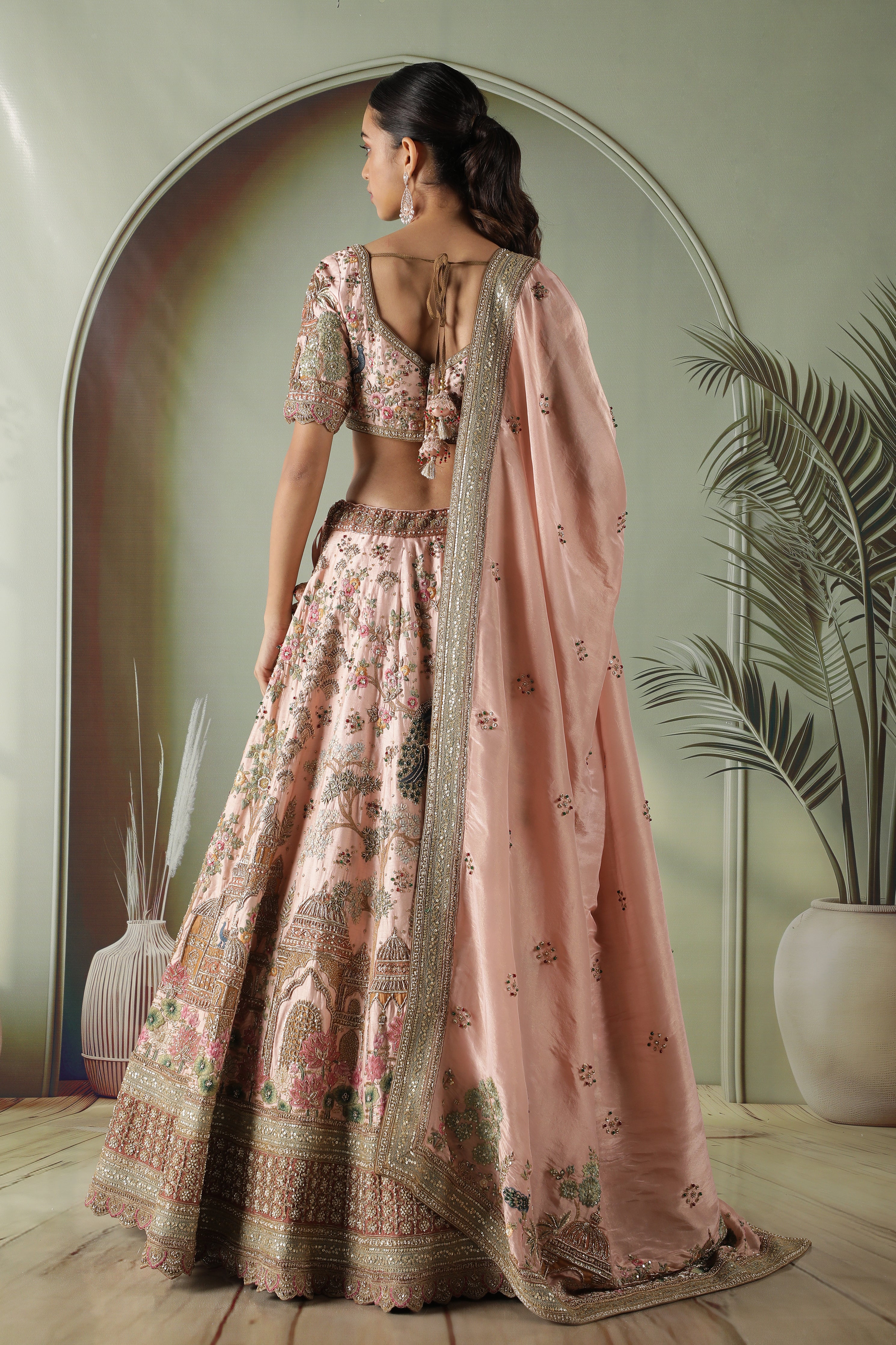 Pink Raw Silk Bridal Lehenga Set