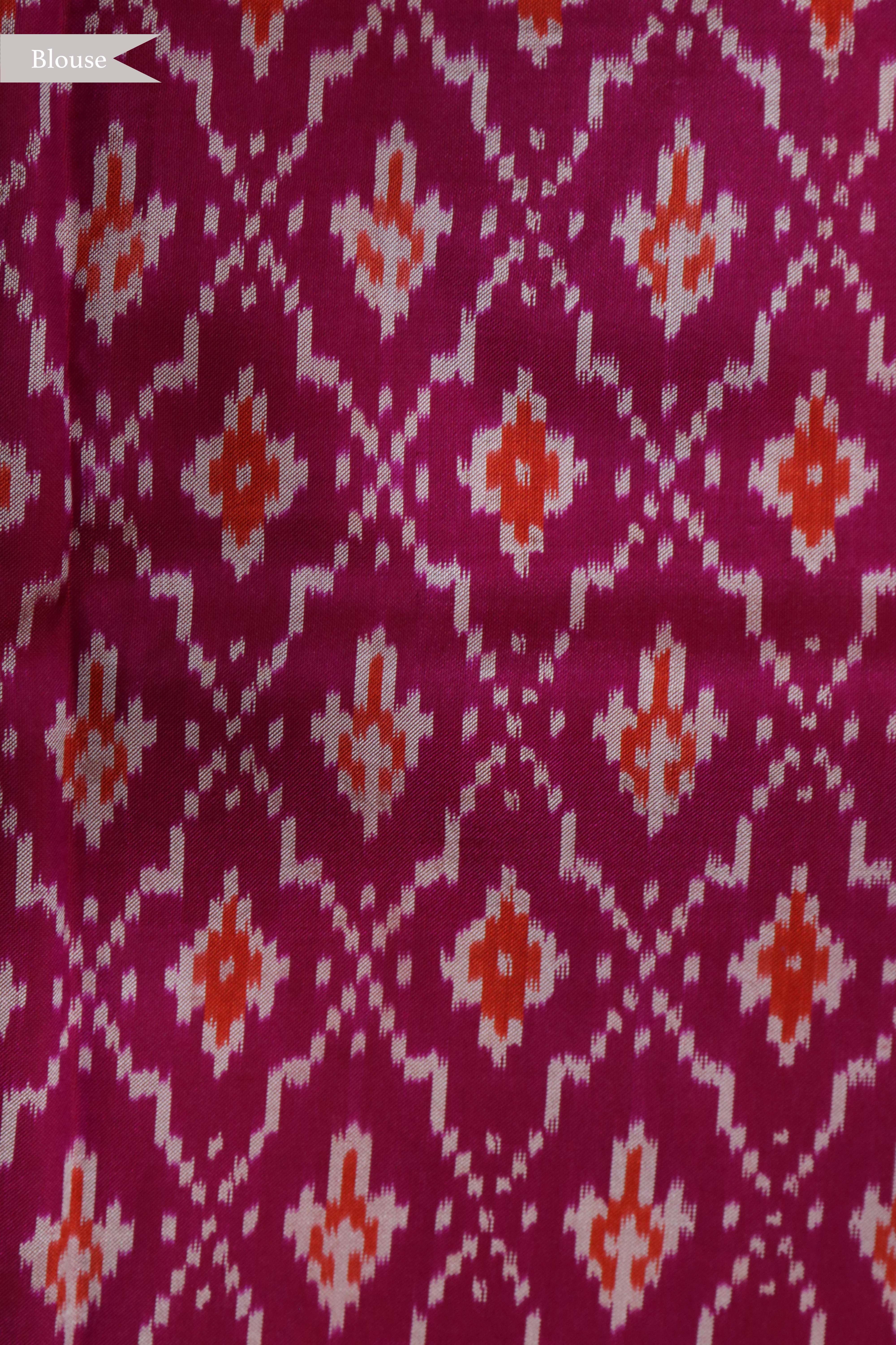 Yellow Printed Silk Saree with Ikat Border