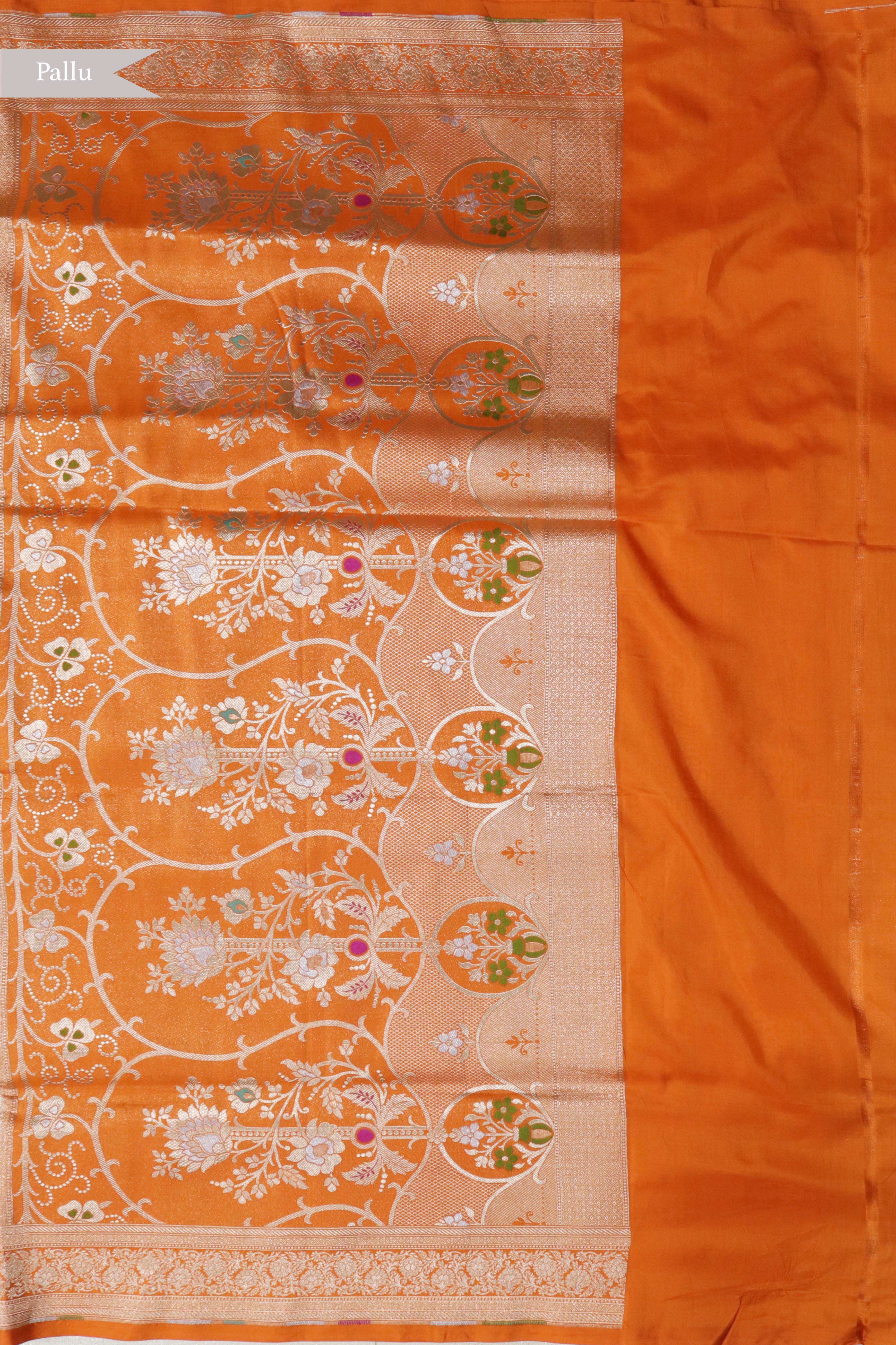 Orange Banarasi Silk Saree