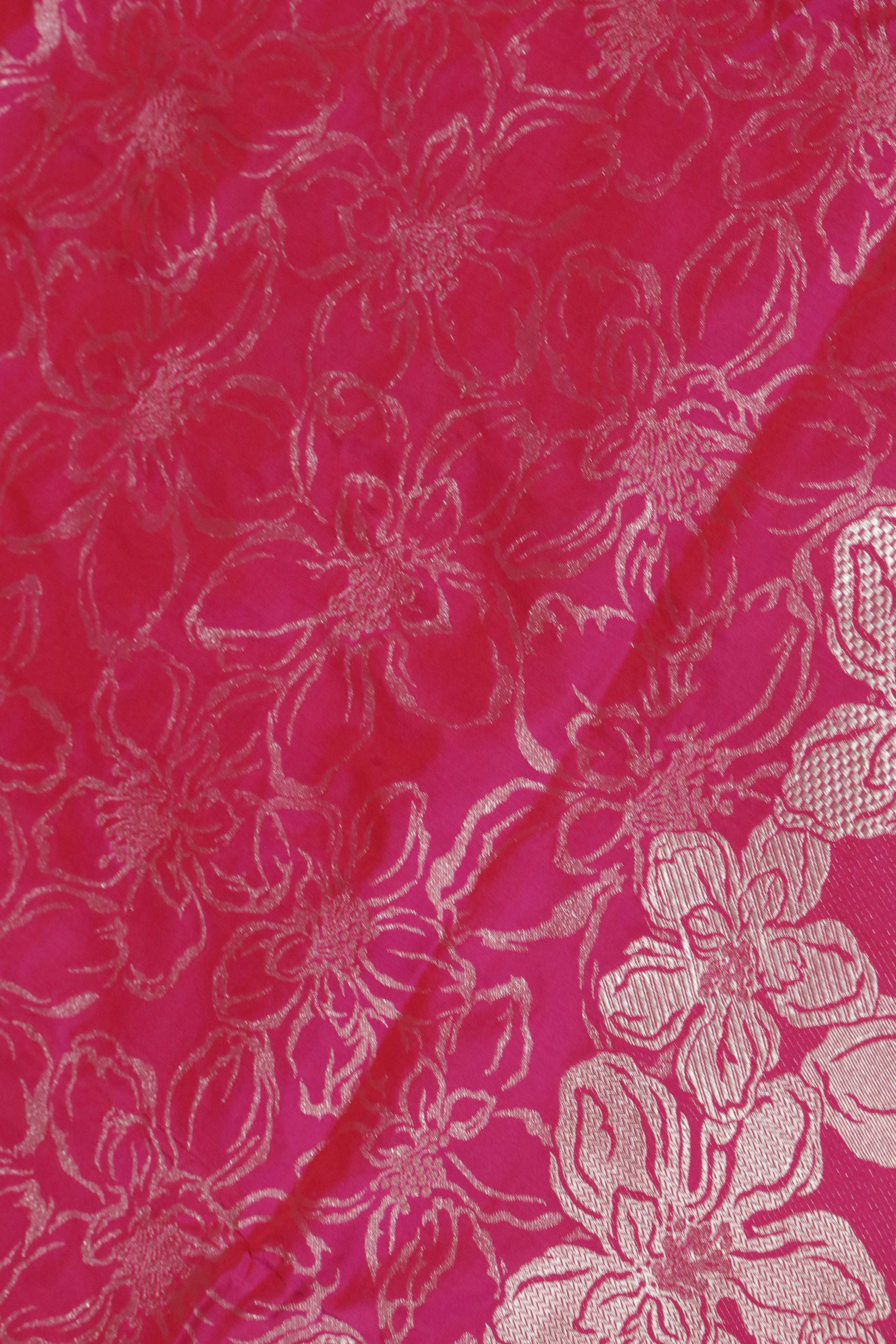 Rani Pink Banarasi Zari Jaal Saree