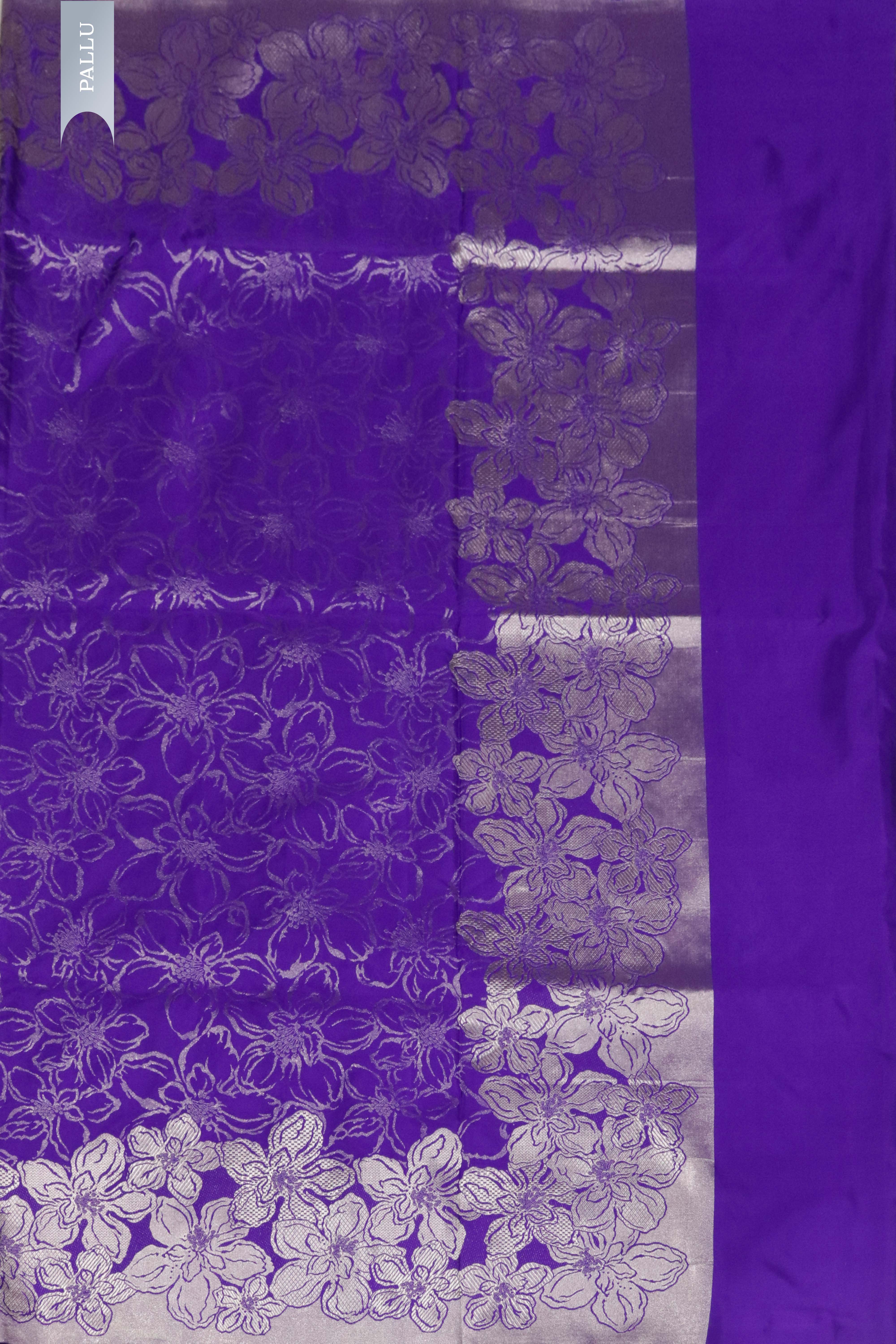 Violet Blue Banarasi Zari Silk Saree
