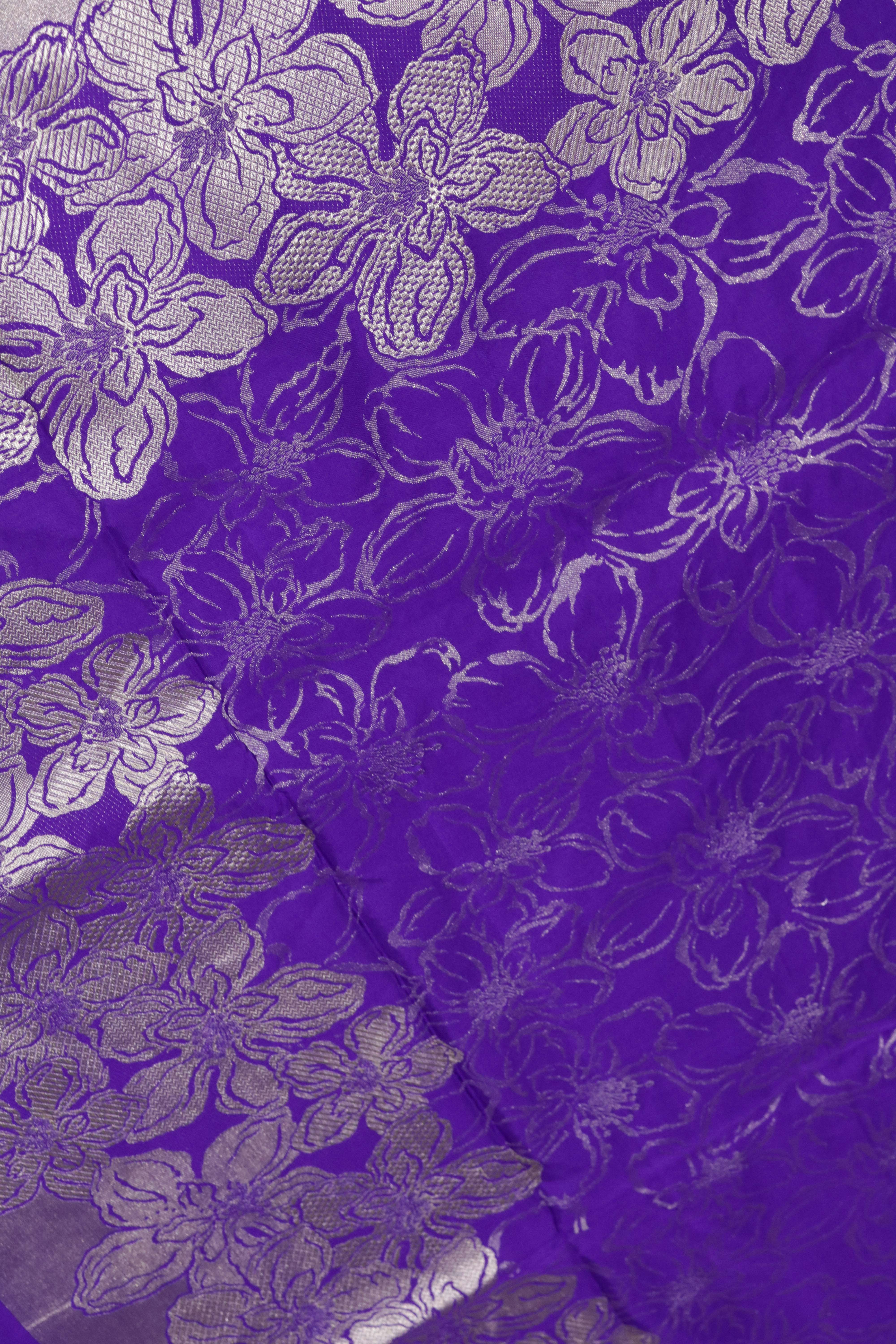 Violet Blue Banarasi Zari Silk Saree