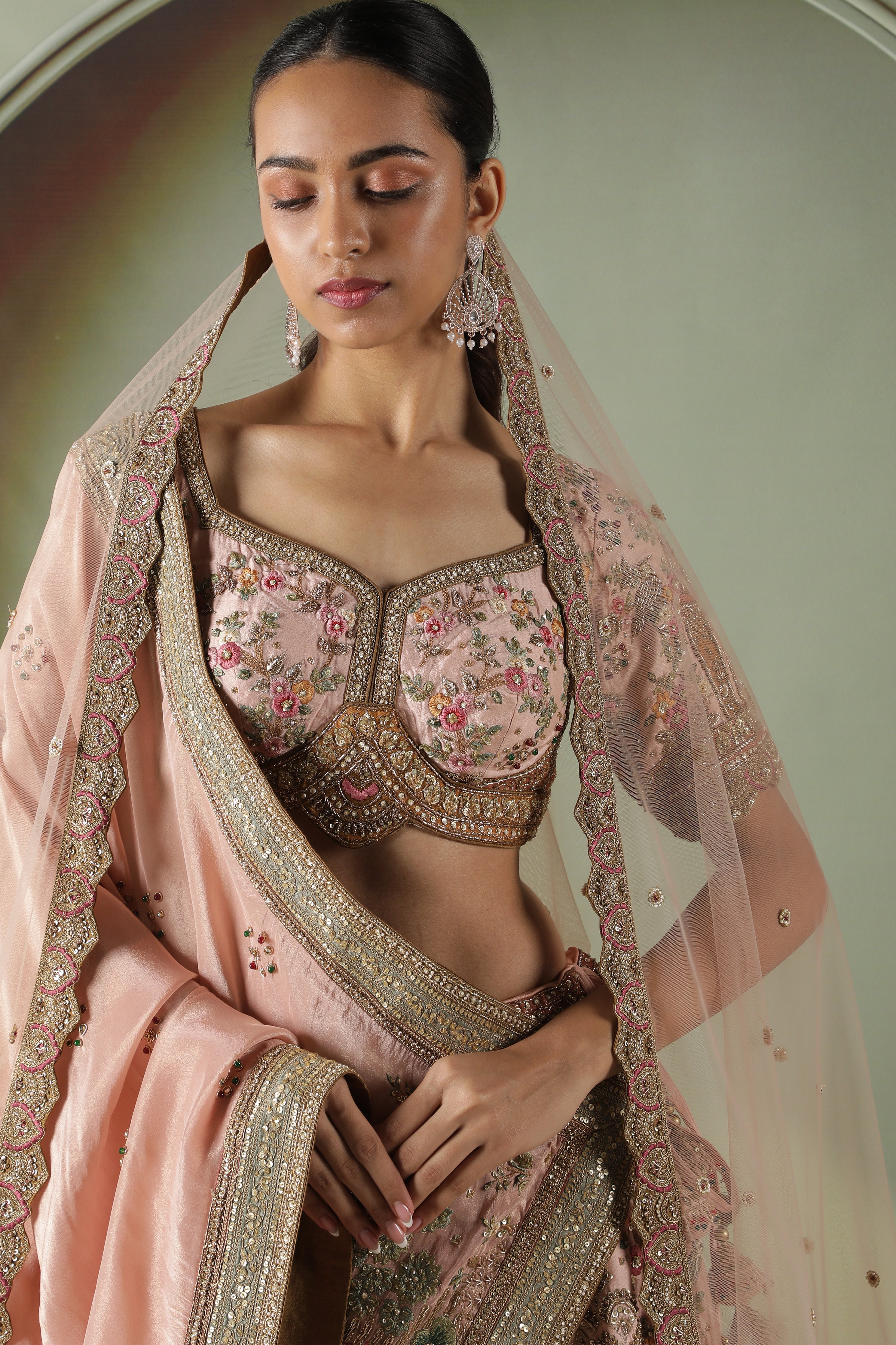 Pink Raw Silk Bridal Lehenga Set