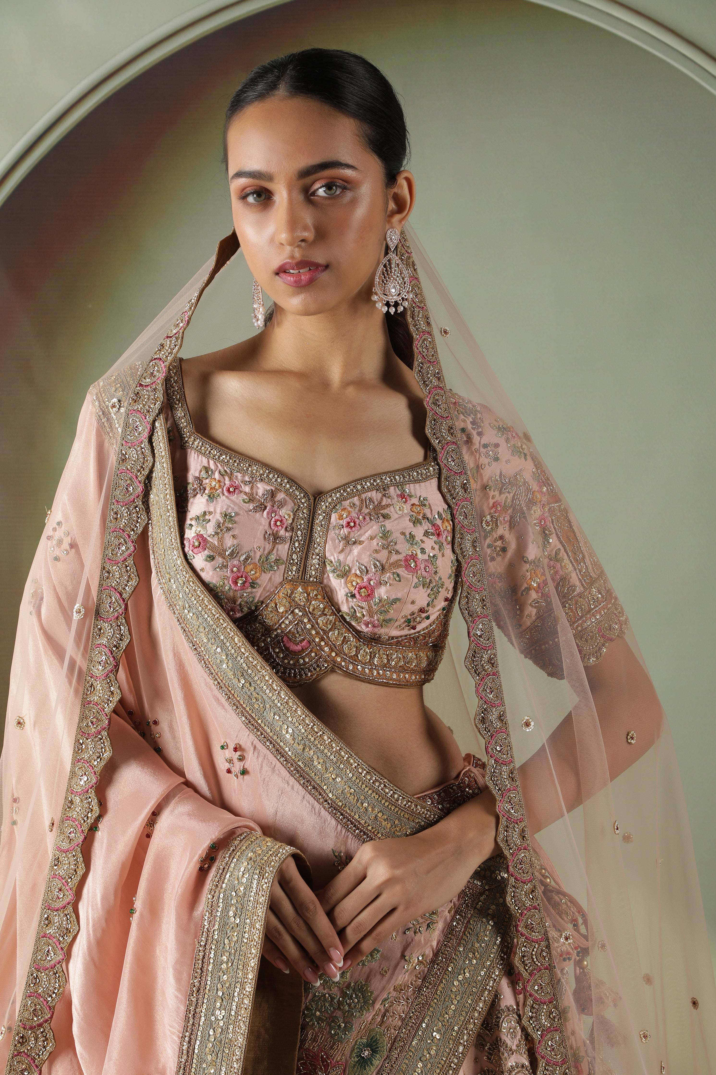 Pink Raw Silk Bridal Lehenga Set