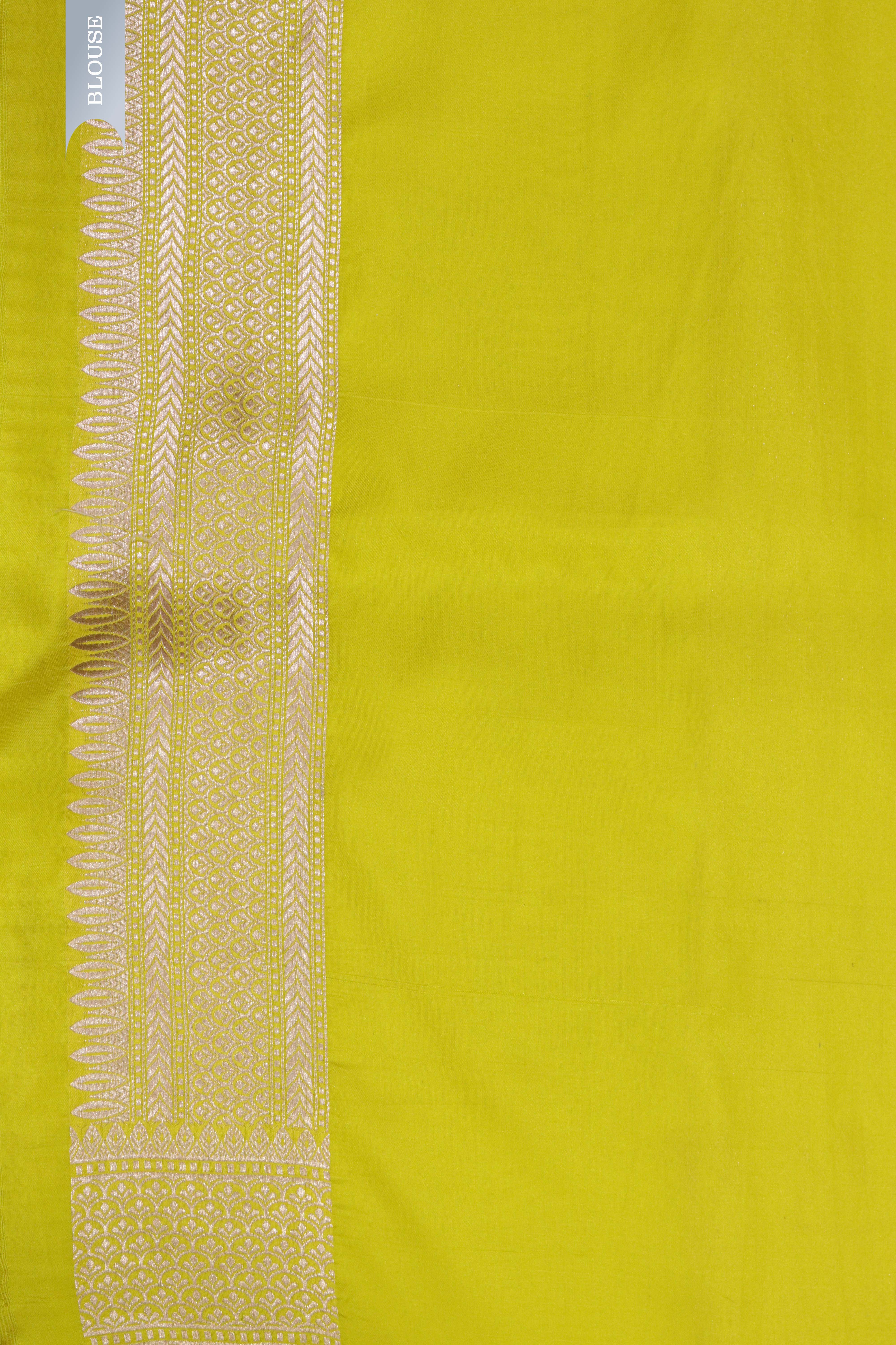 Yellow Banarasi Animal Motif Silk Saree