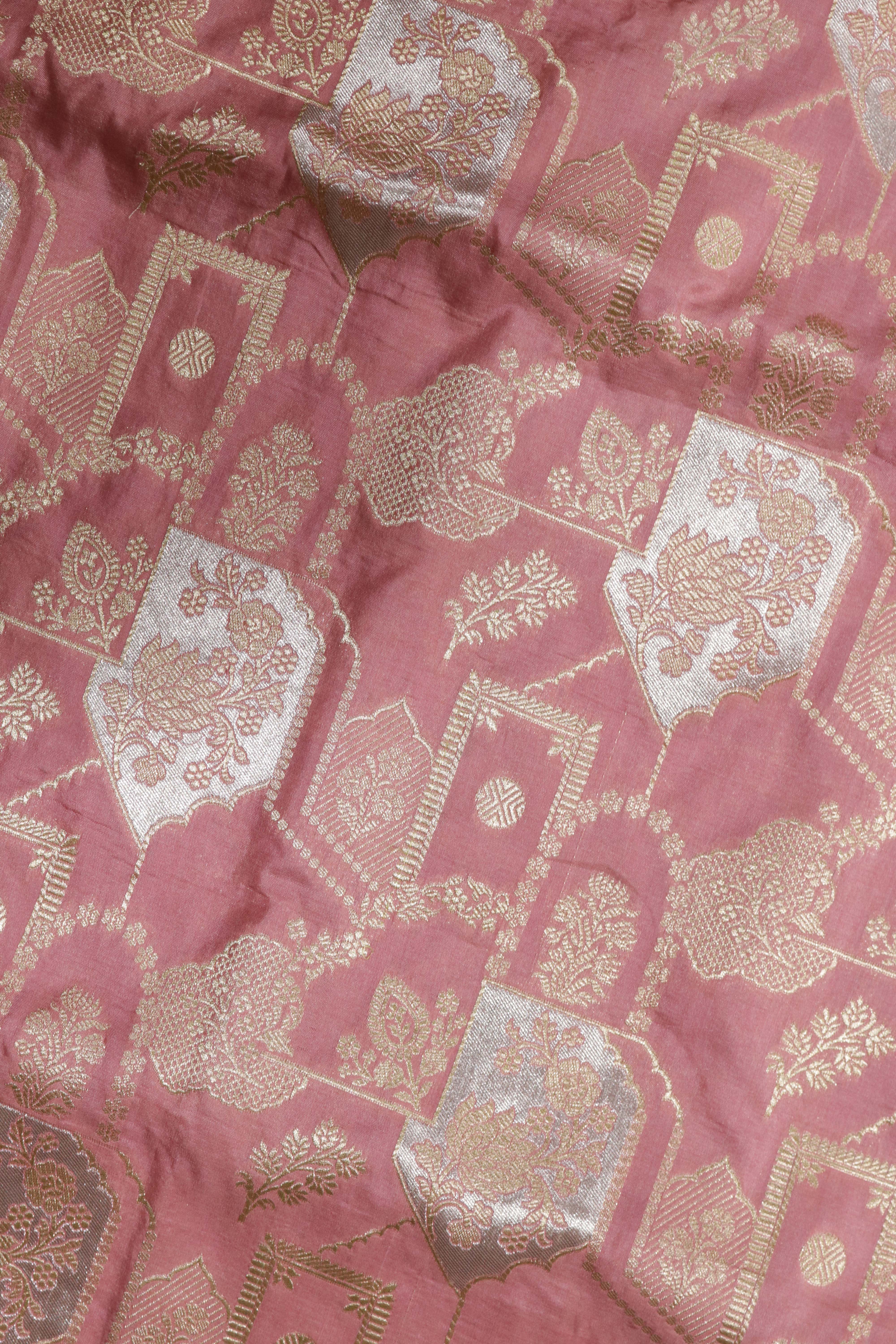 Peach Banarasi Silk Saree