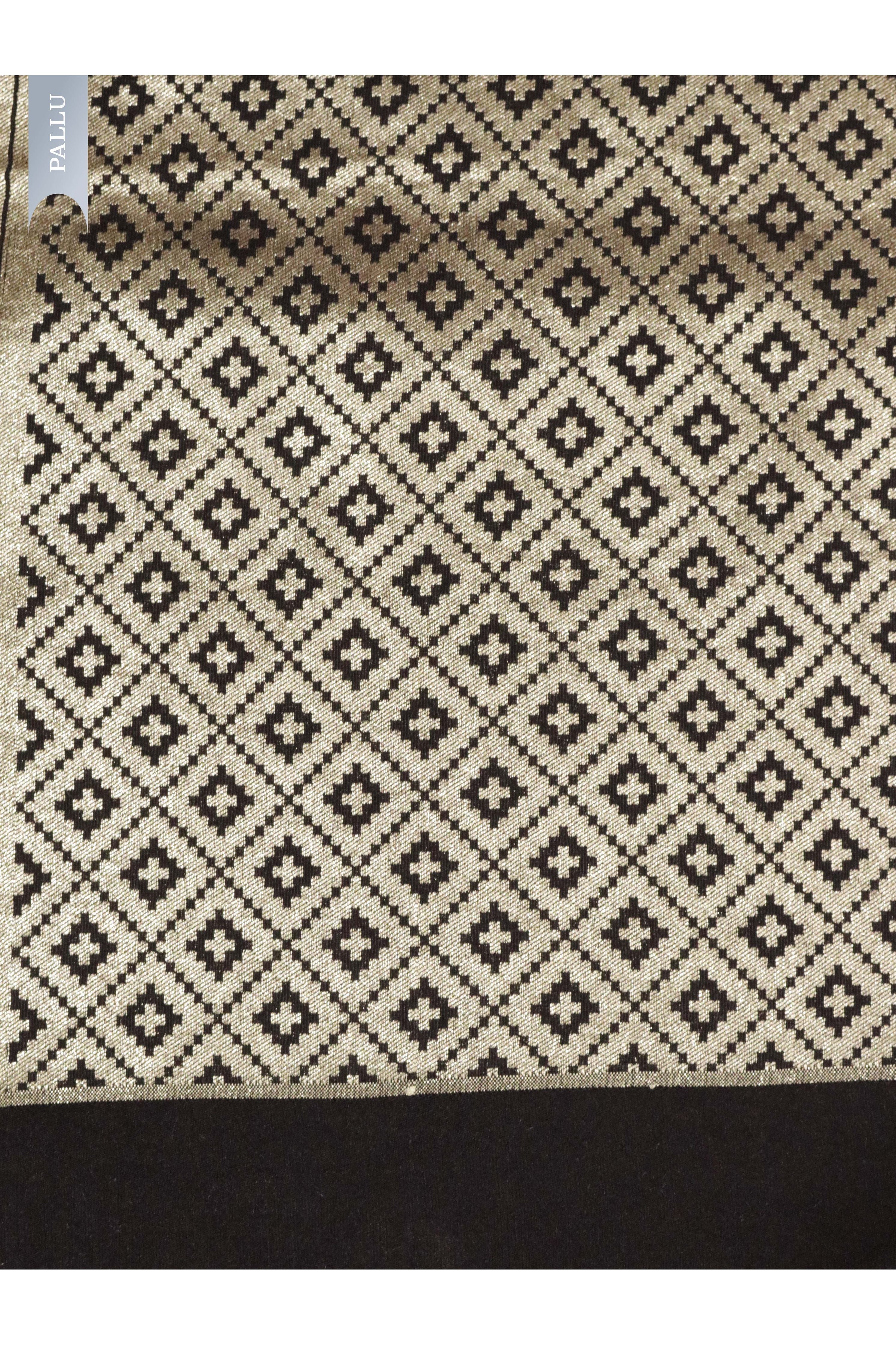 Off White Handloom Silk Saree with Silver Zari Weaving - Mokshaa