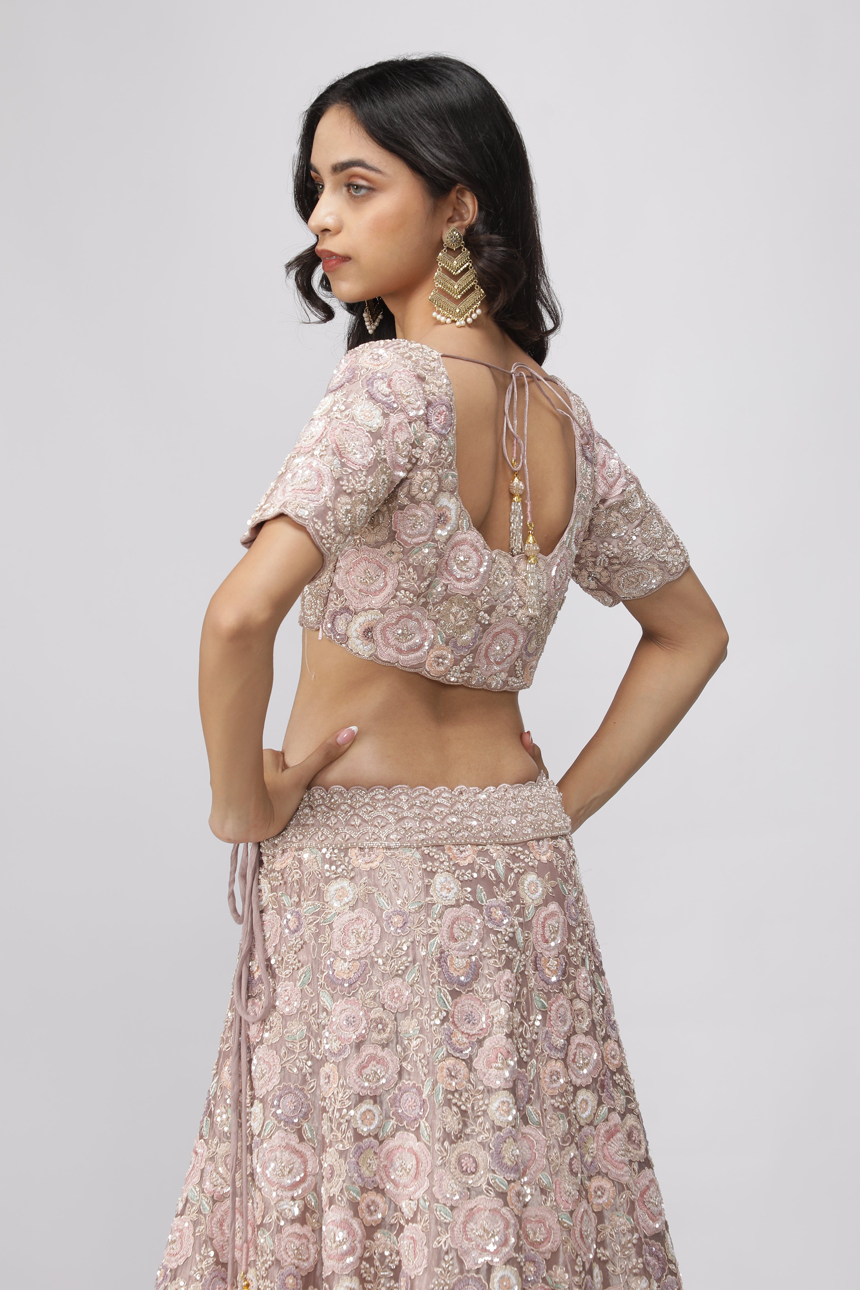 Lavender Tissue Organza Lehenga Set