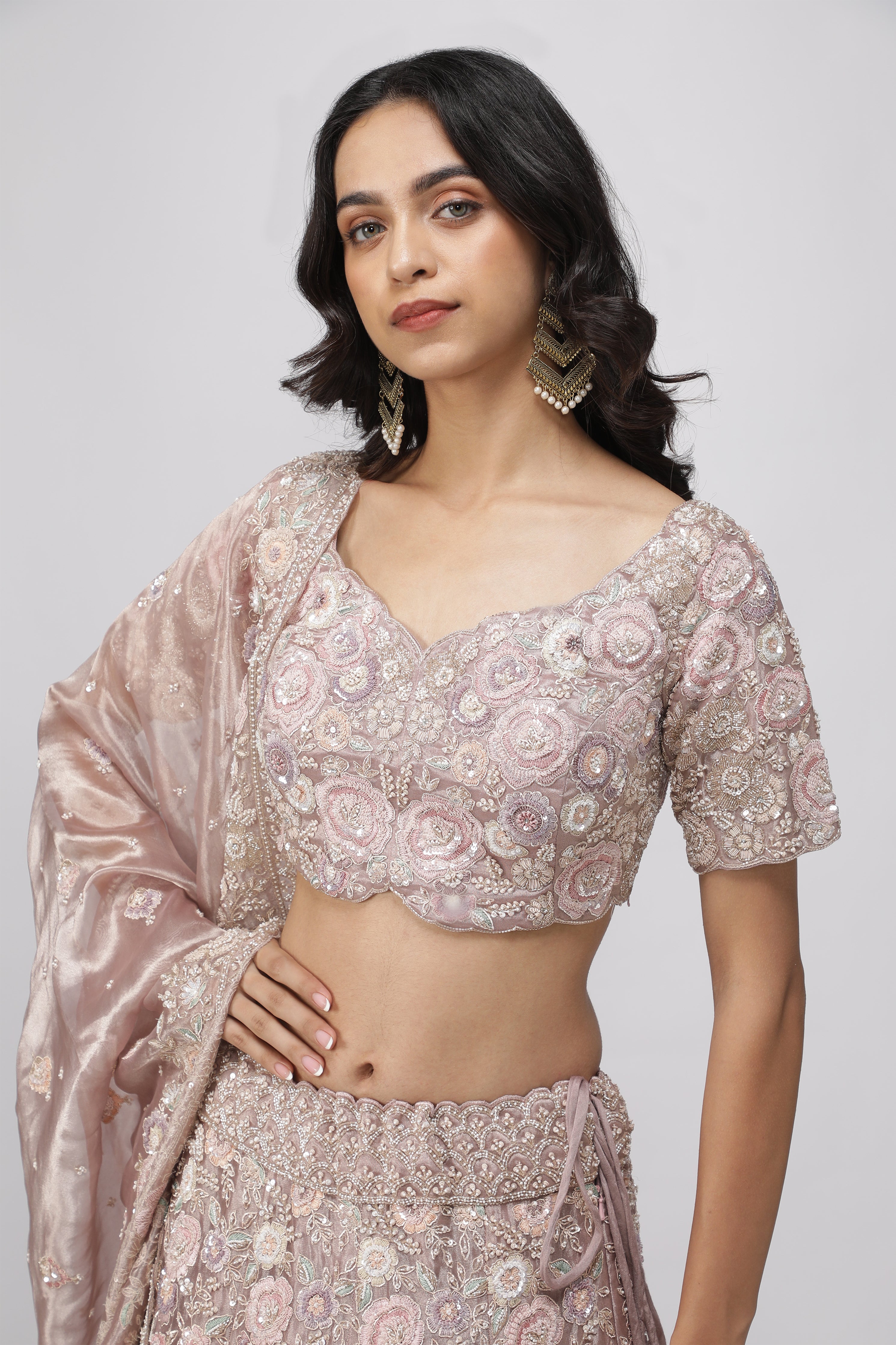 Lavender Tissue Organza Lehenga Set