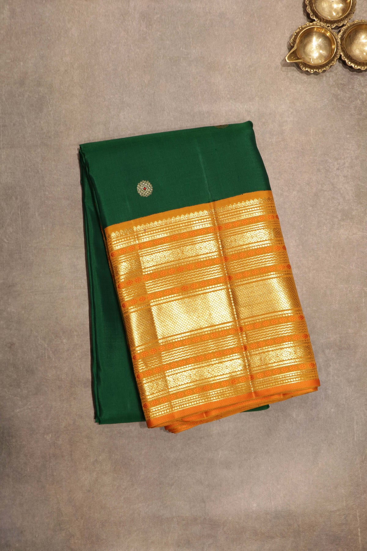 Emerald Green Coin Butti Kanchivaram Silk Saree