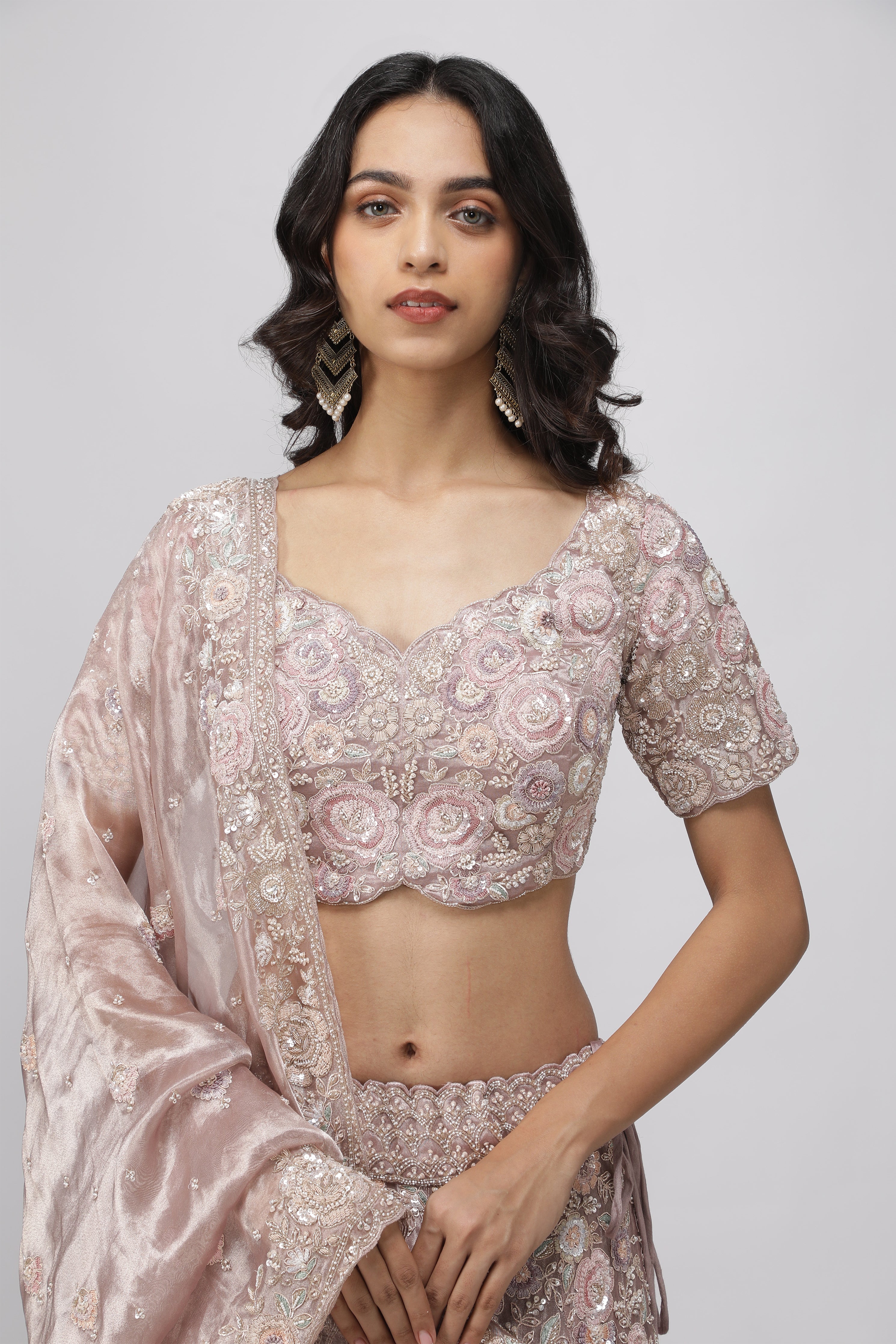 Lavender Tissue Organza Lehenga Set