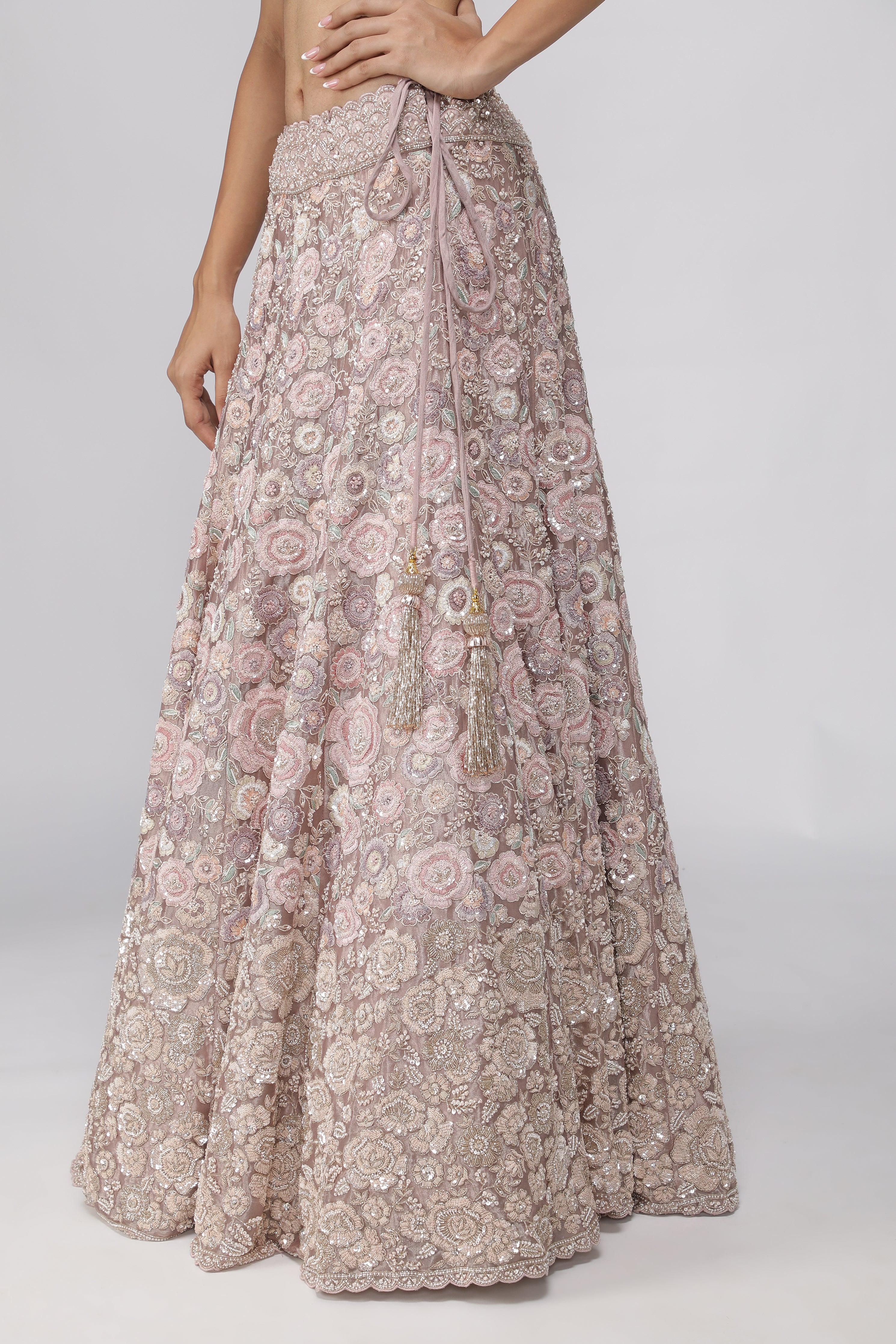 Lavender Tissue Organza Lehenga Set