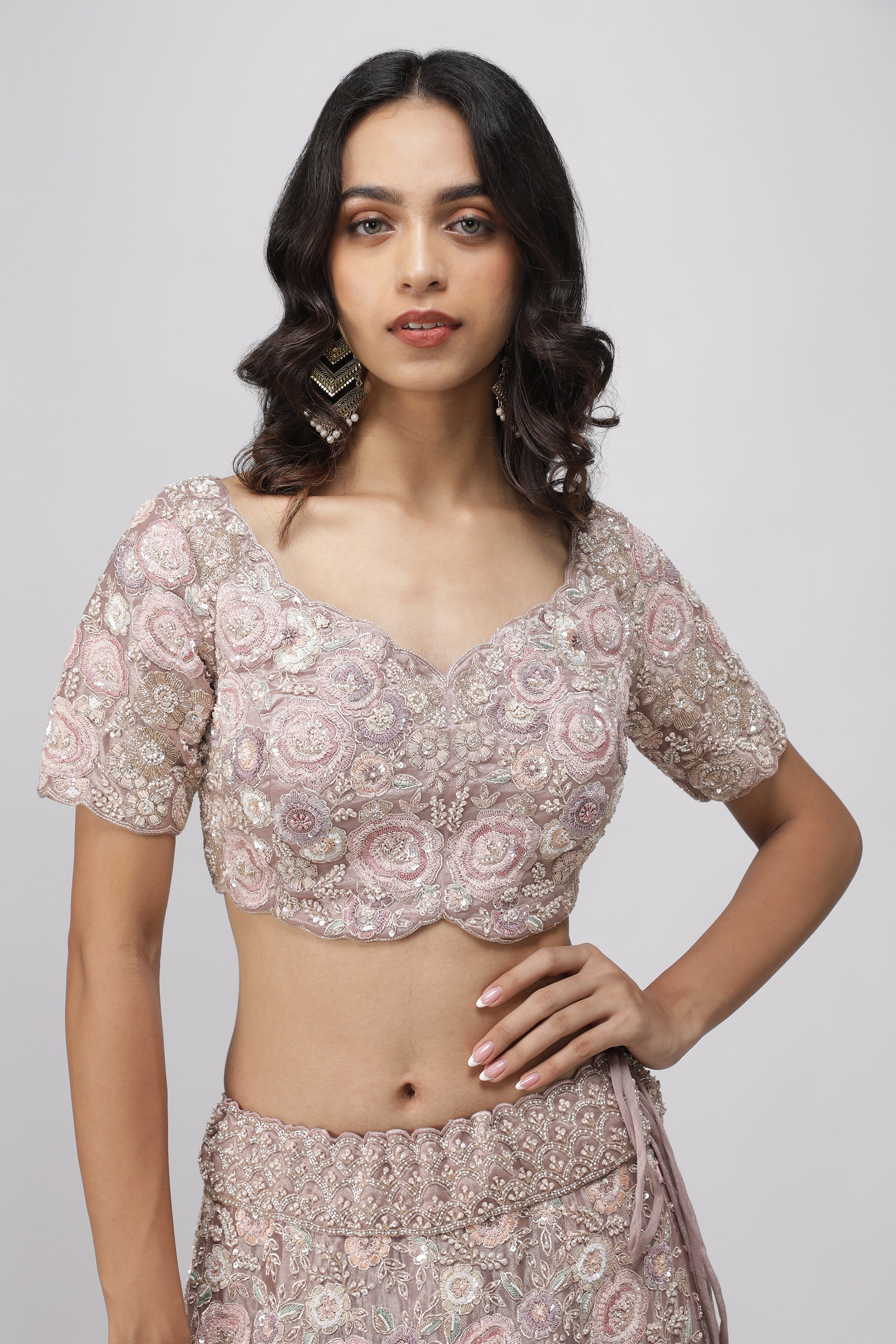 Lavender Tissue Organza Lehenga Set