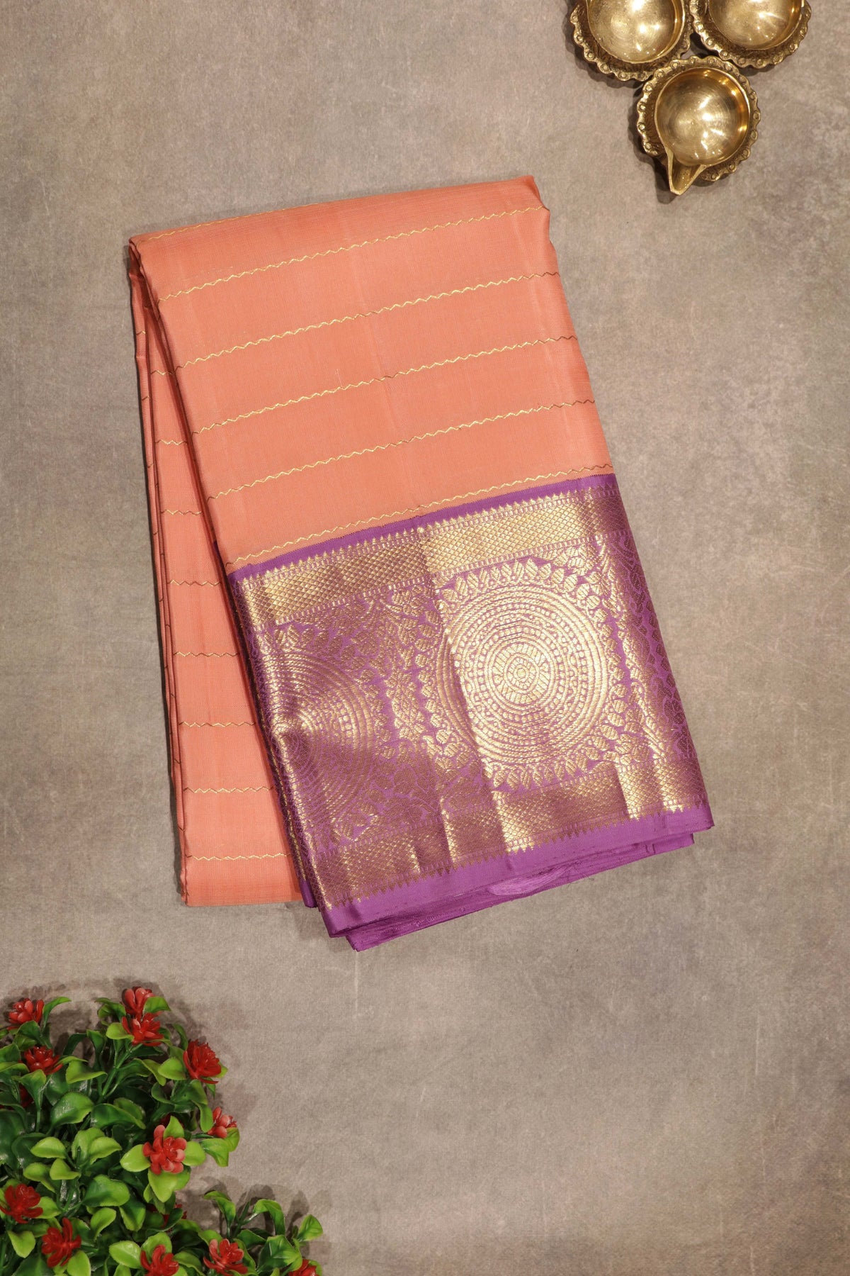 Peach Kanchivaram Silk Saree