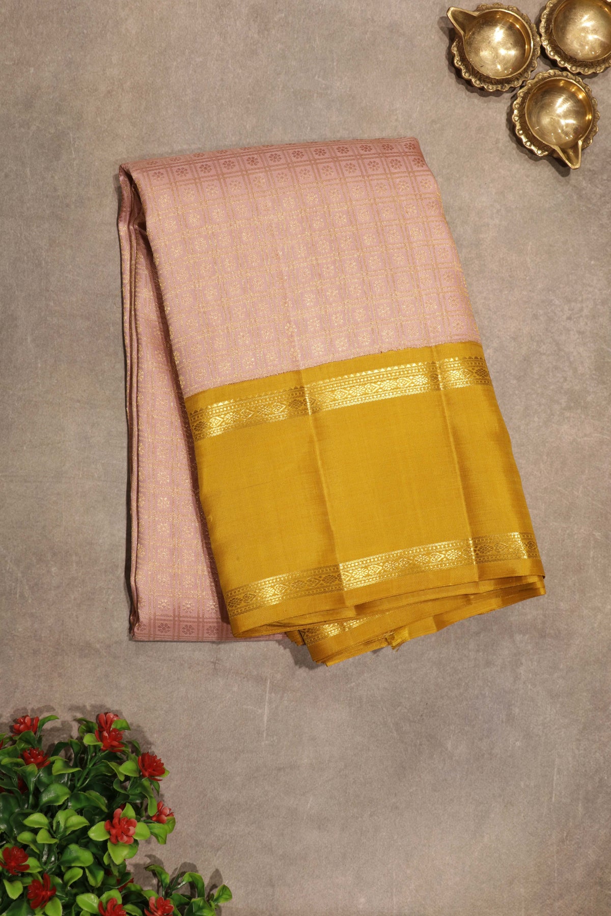 Baby Pink Kanchivaram Silk Saree