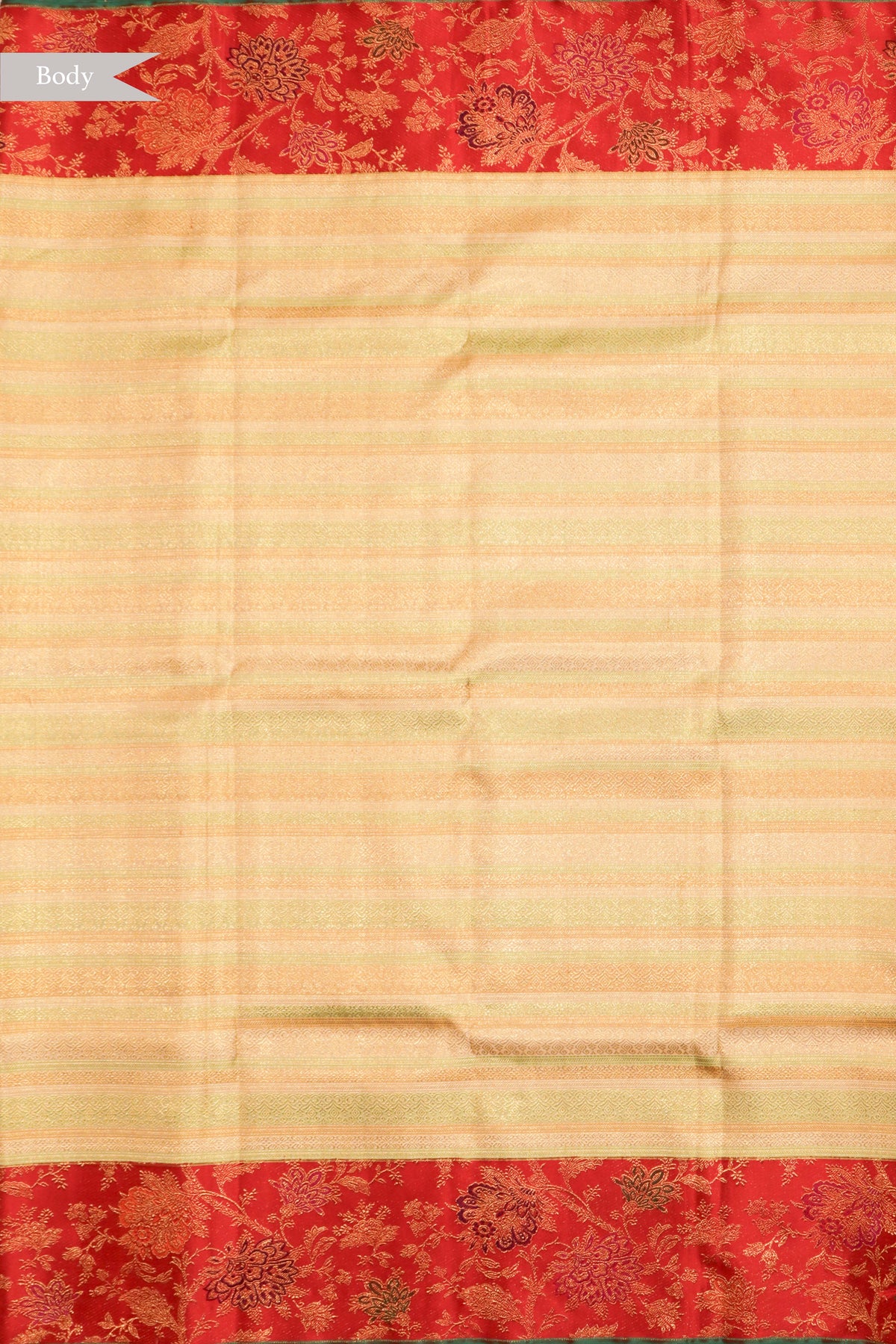Ivory & Red Kanchivaram Brocade Silk Saree