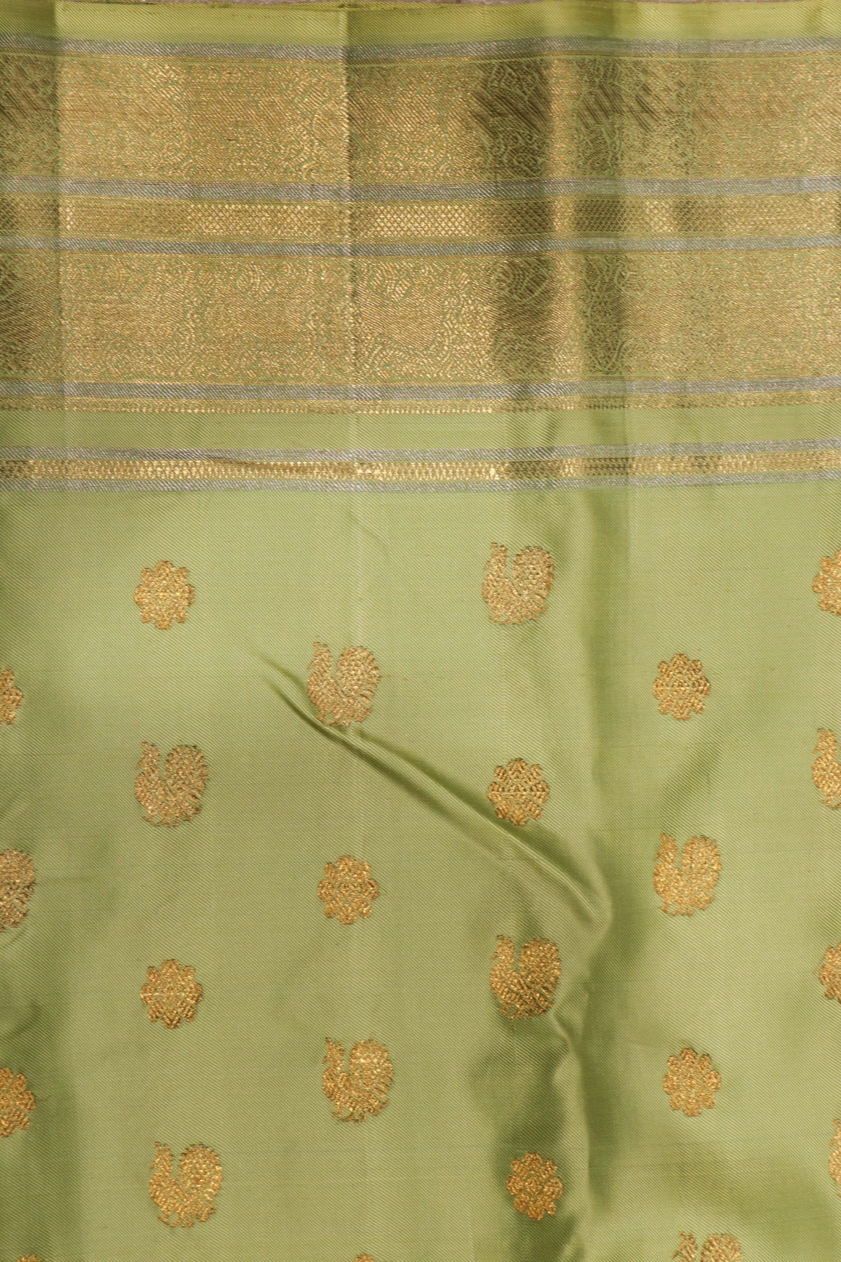 Pista Green Twill Silk Saree