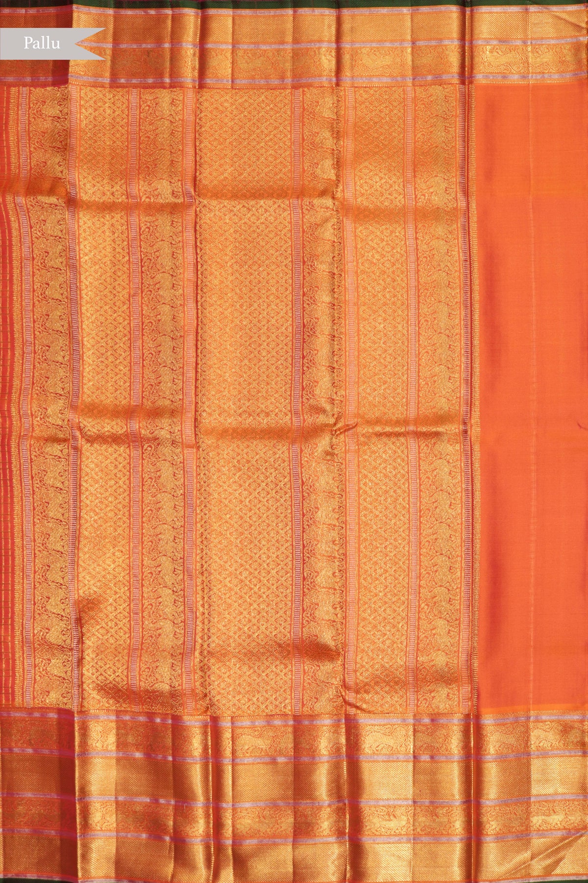 Orange Zari Checks Twill Silk Saree