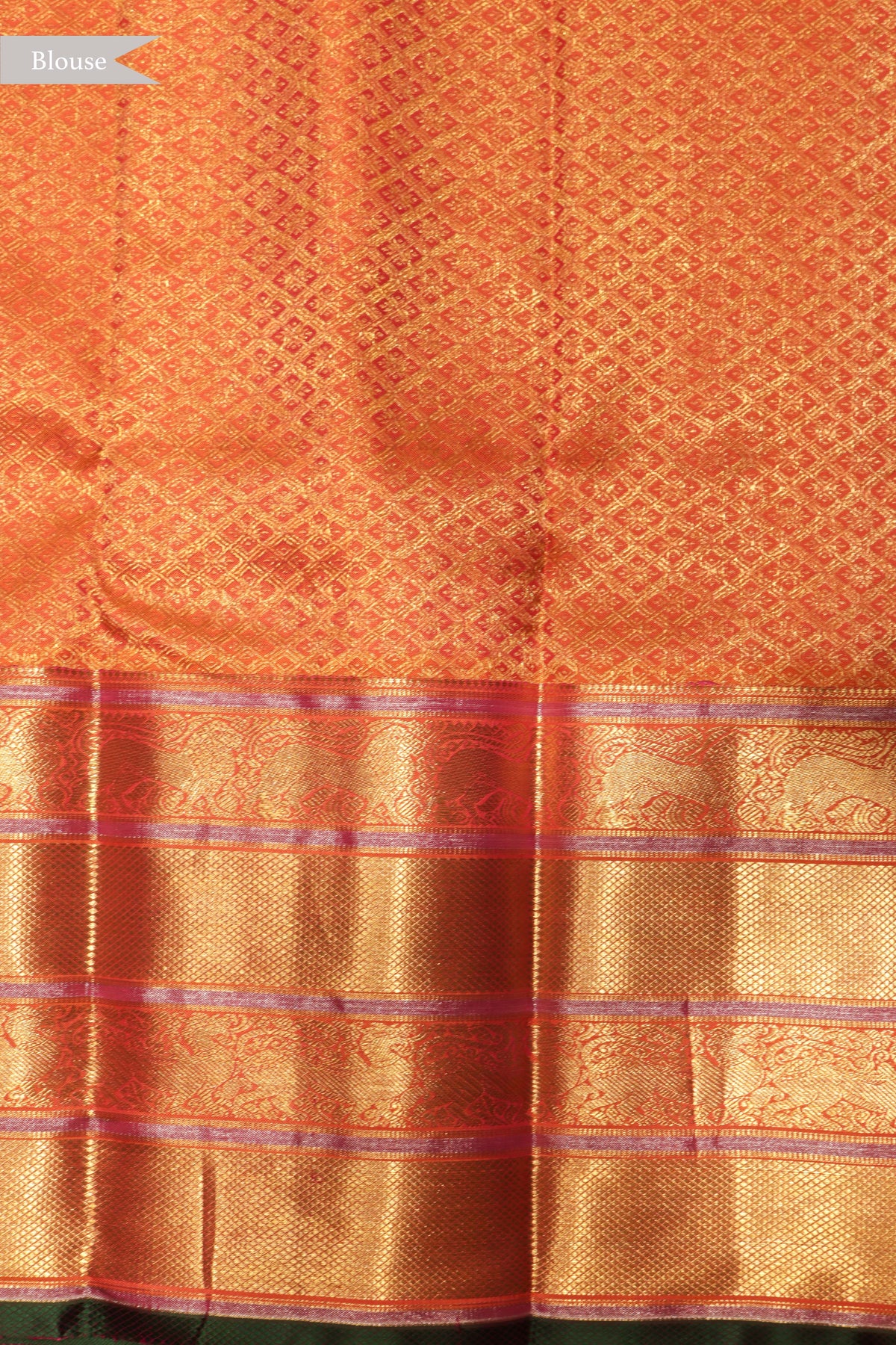 Orange Zari Checks Twill Silk Saree