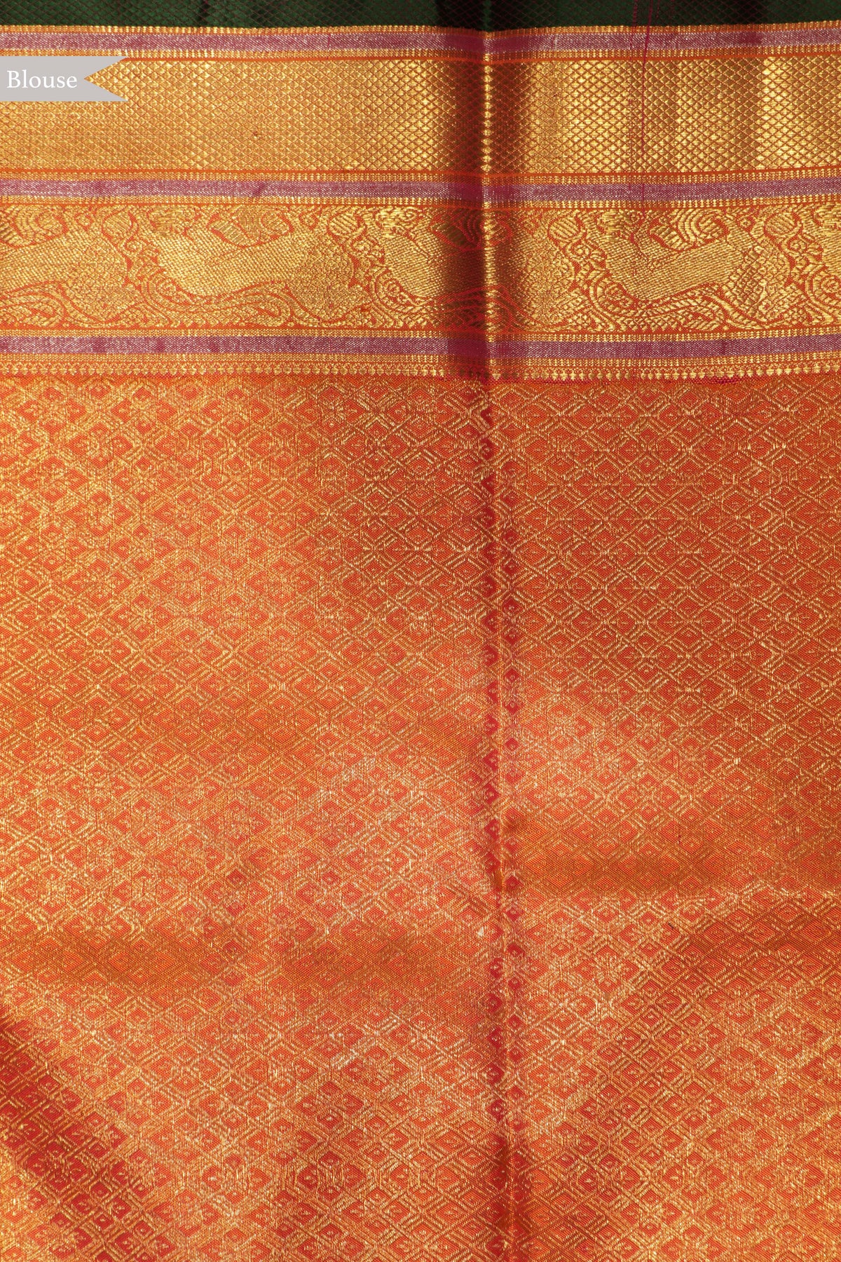 Orange Zari Checks Twill Silk Saree
