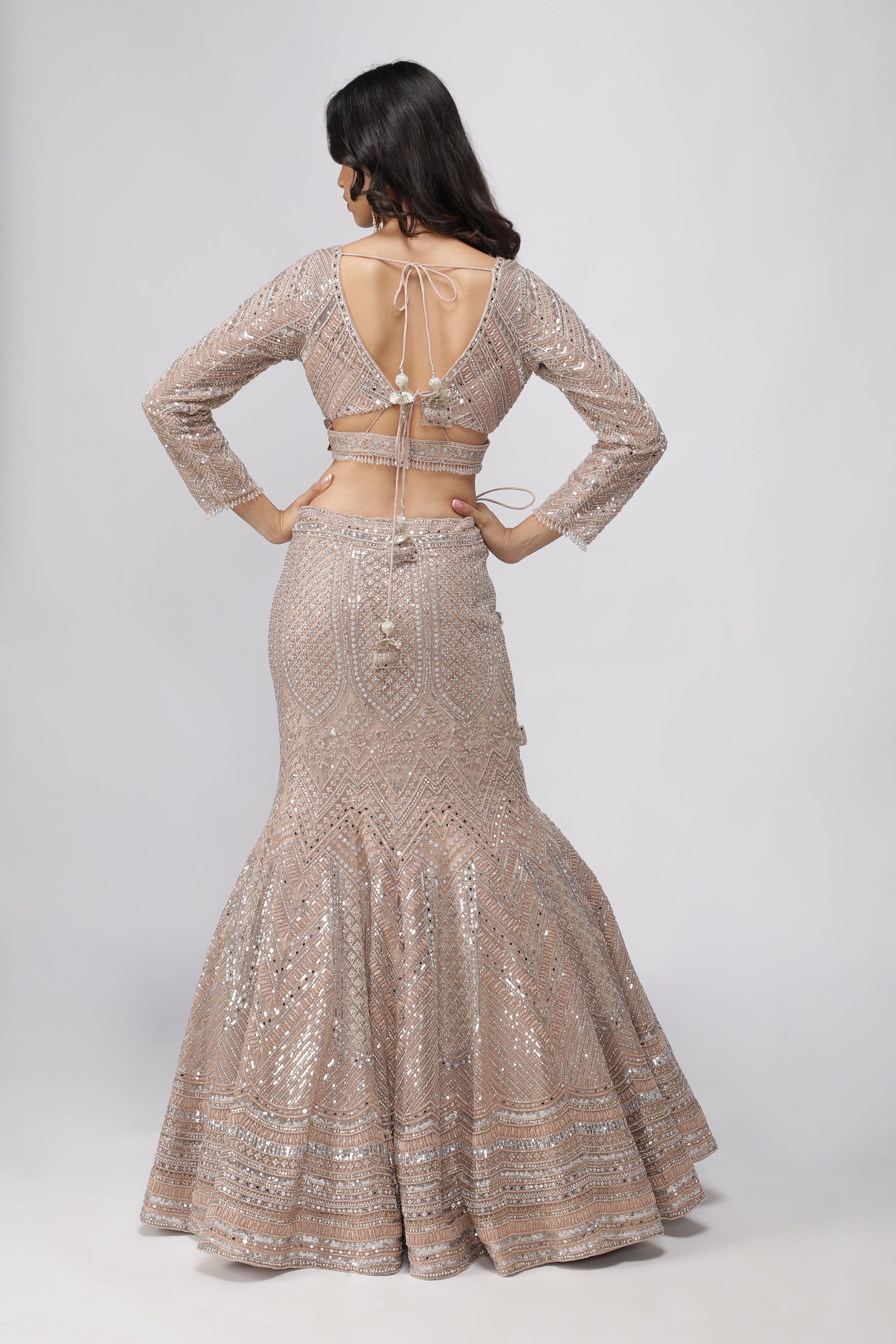 Embellished Champagne Beige Mermaid Lehenga set