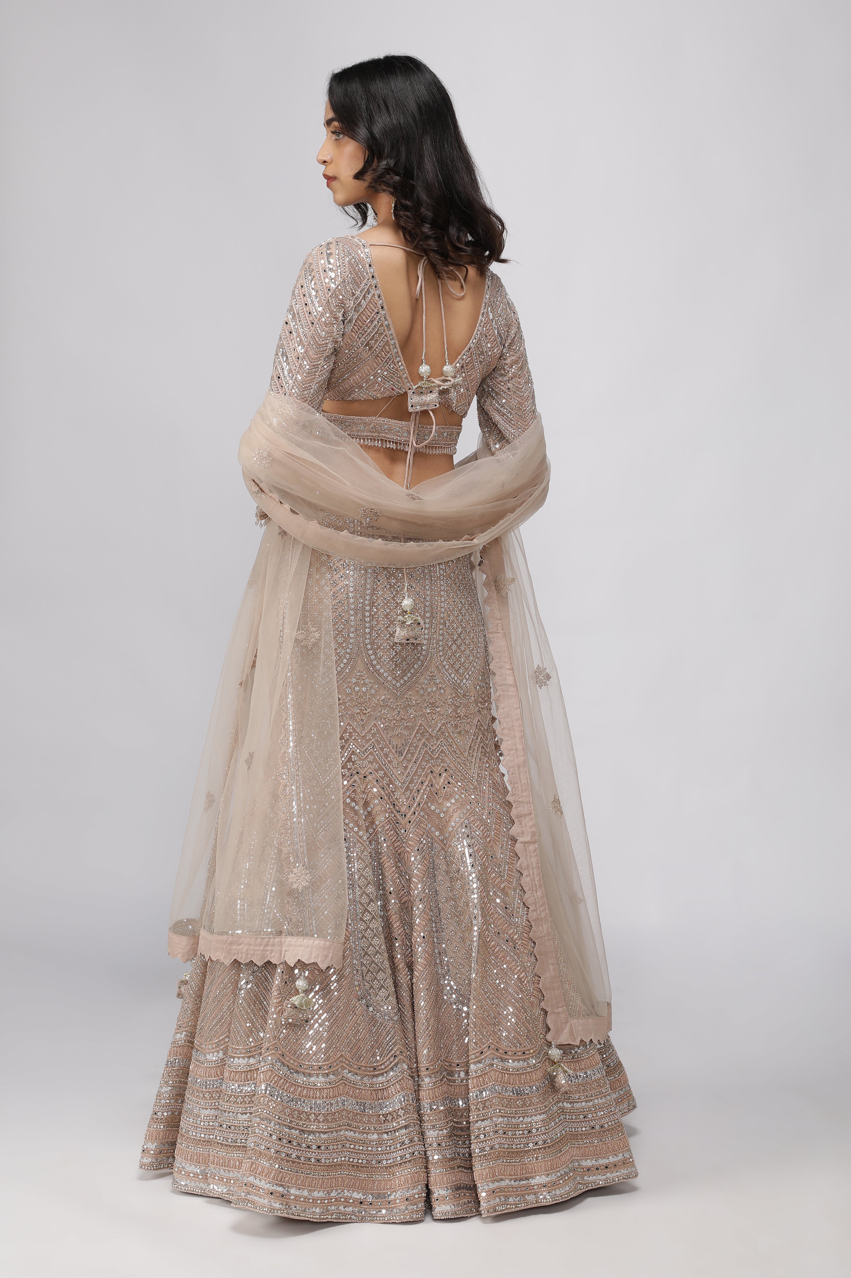 Embellished Champagne Beige Mermaid Lehenga set
