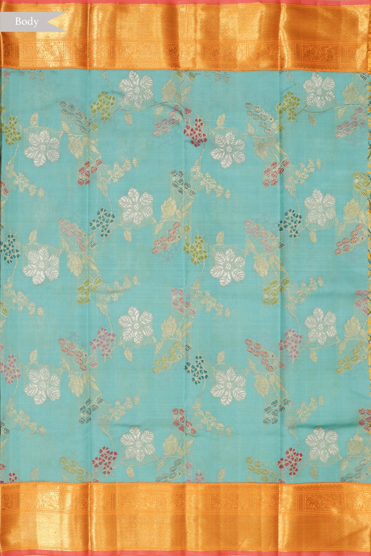 Light Blue Kanchivaram Kora Silk Saree
