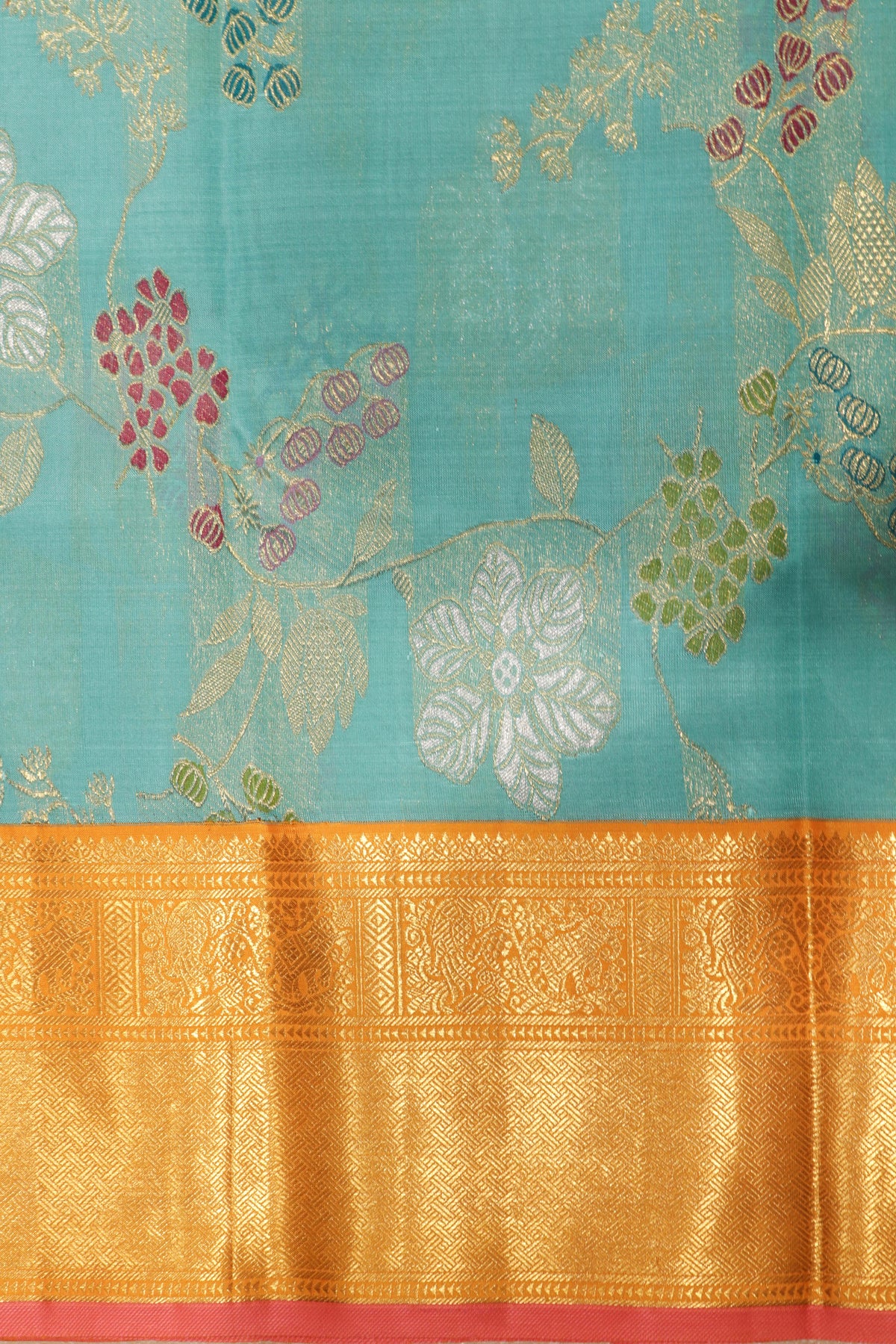 Light Blue Kanchivaram Kora Silk Saree