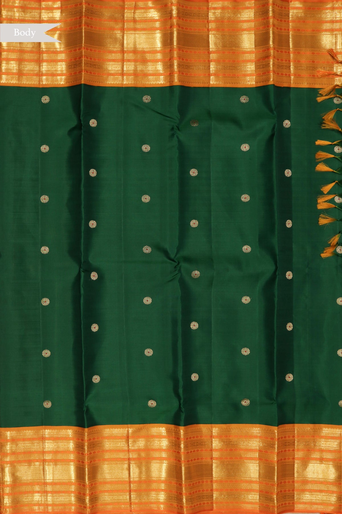 Emerald Green Coin Butti Kanchivaram Silk Saree
