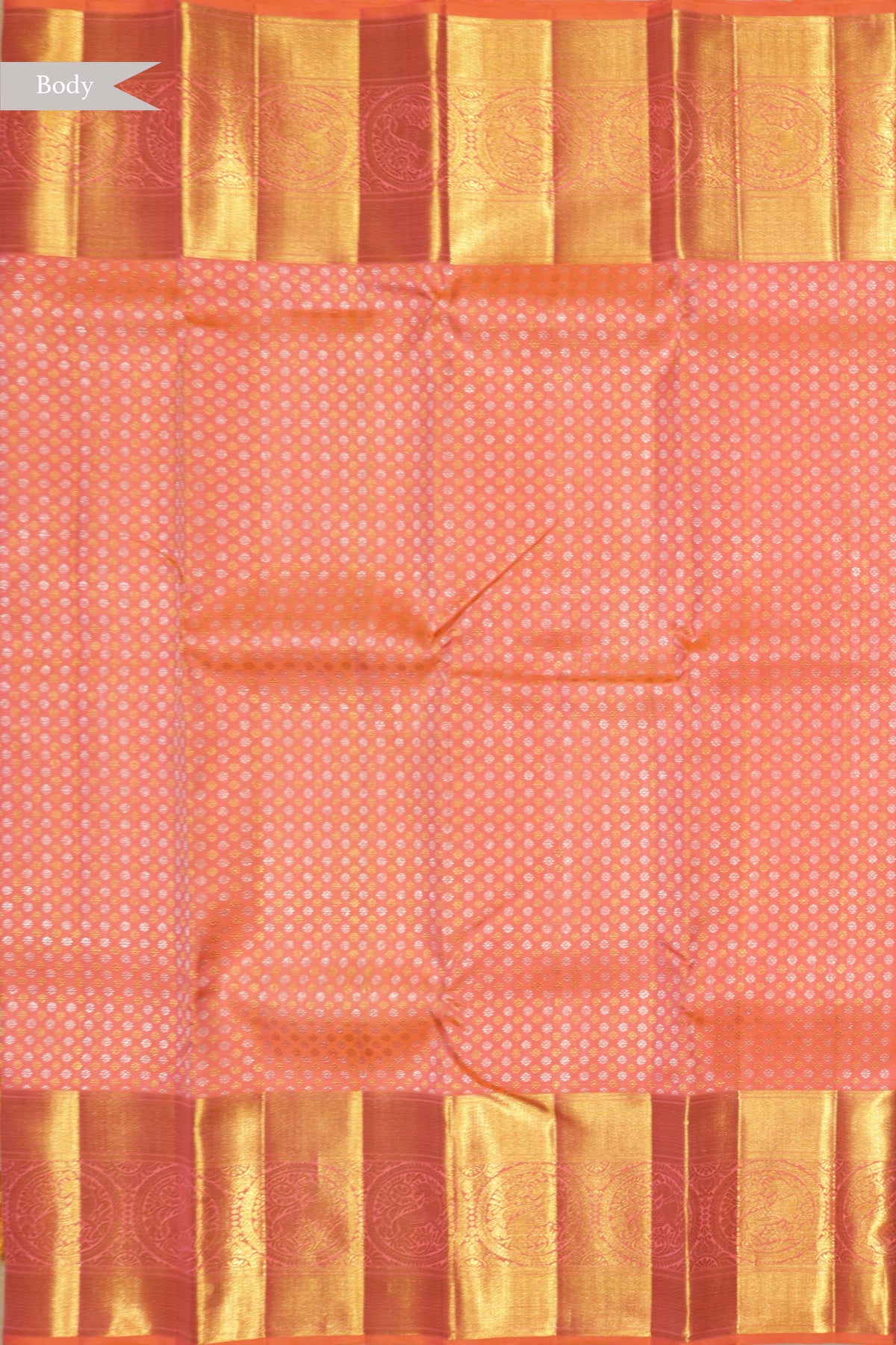 Orange Peach Kanchivaram Silk Saree