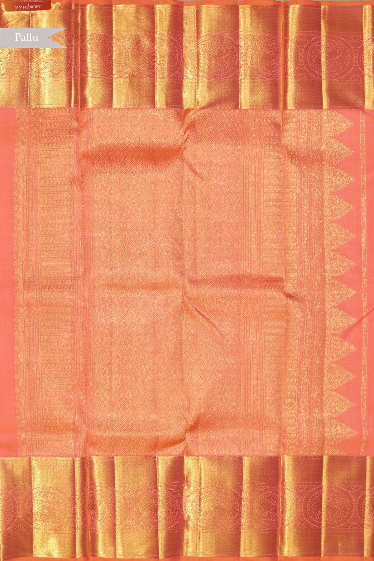 Orange Peach Kanchivaram Silk Saree