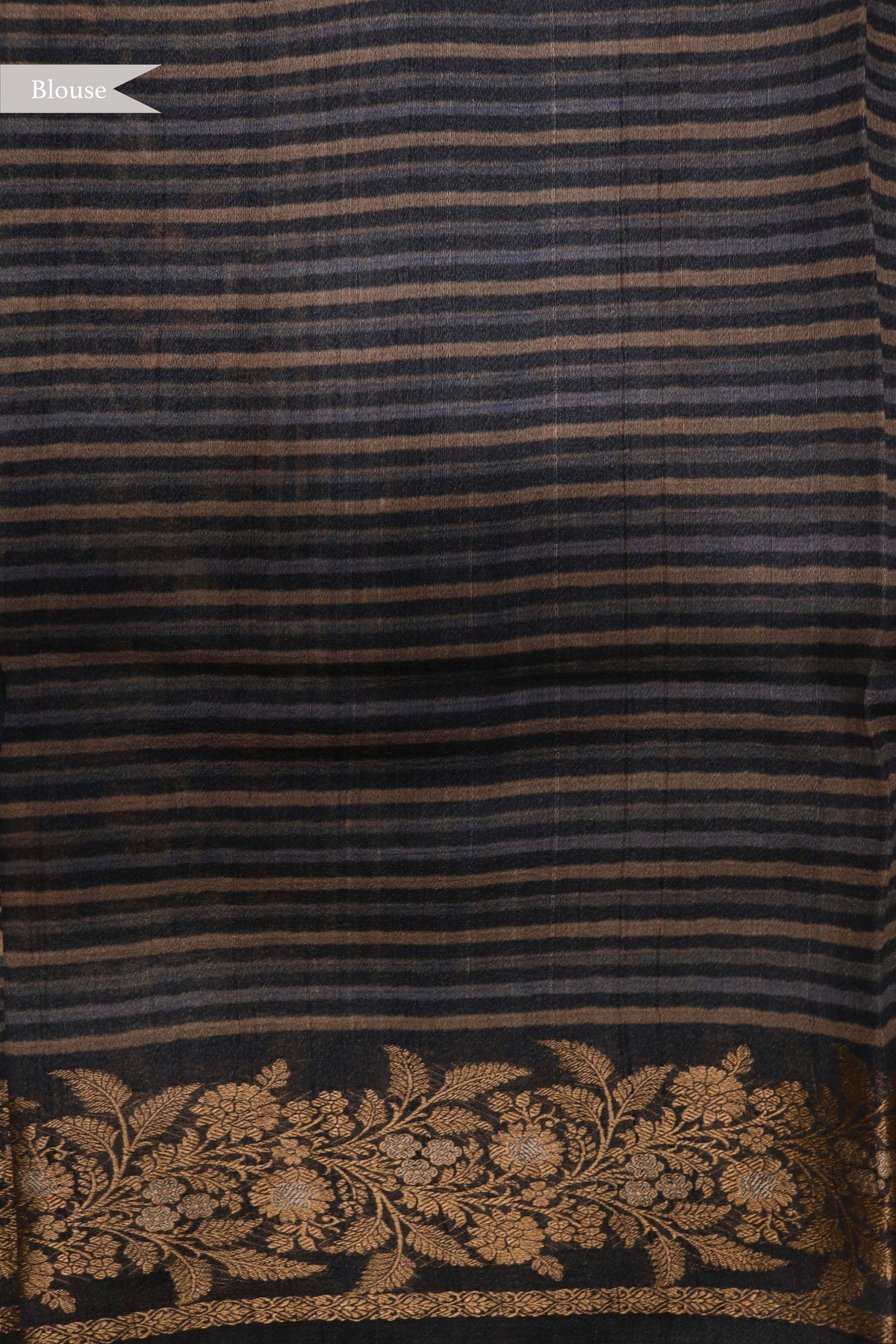 Dark Blue Kalamkari Tussar Silk Saree