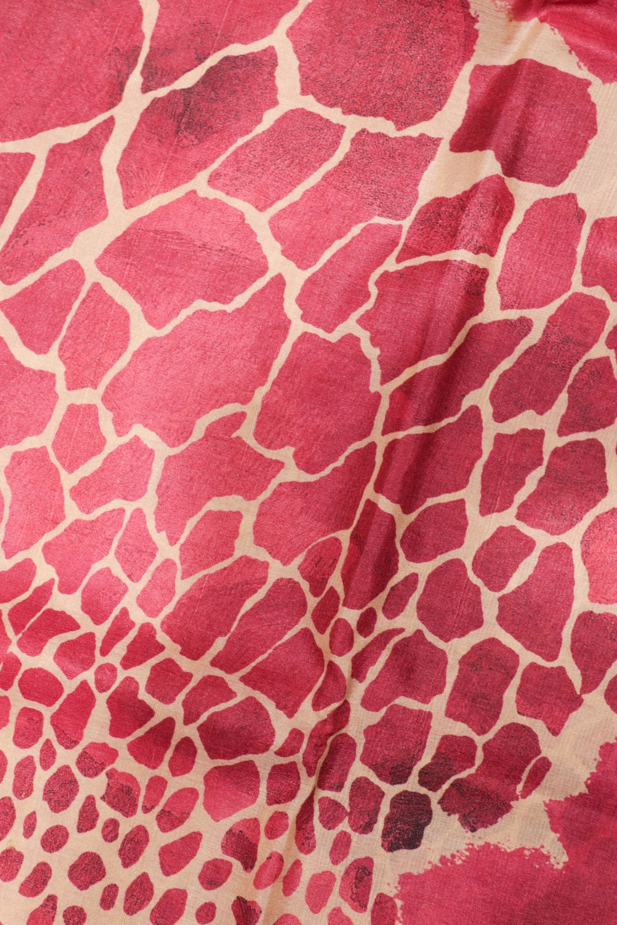 Magenta Pink Geometric Print Tussar Silk Saree